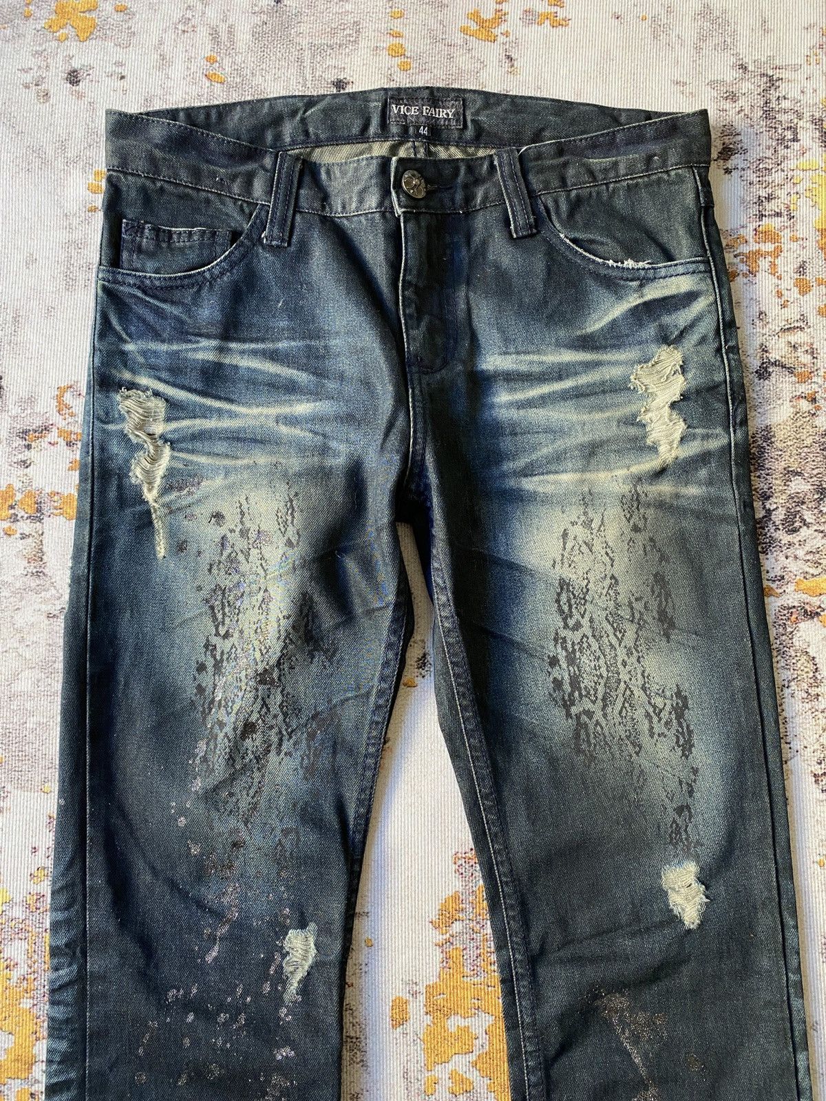 Japanese Brand Vice Fairy Claws Marks Design Gothic Punk Distressed Denim Size US 31 - 5 Thumbnail