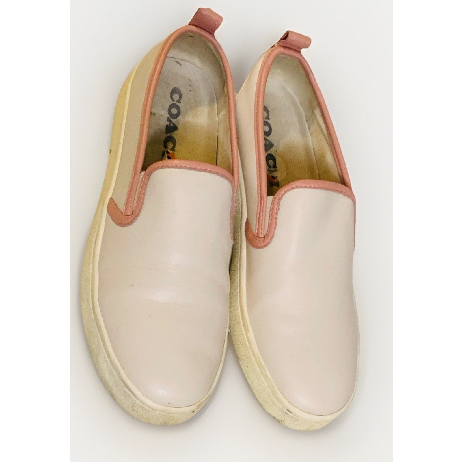 Coach COACH Leather Women's Slip On Loafer White & Pink Trim 9.5 Size US 9.5 / IT 39.5 - 1 Thumbnail