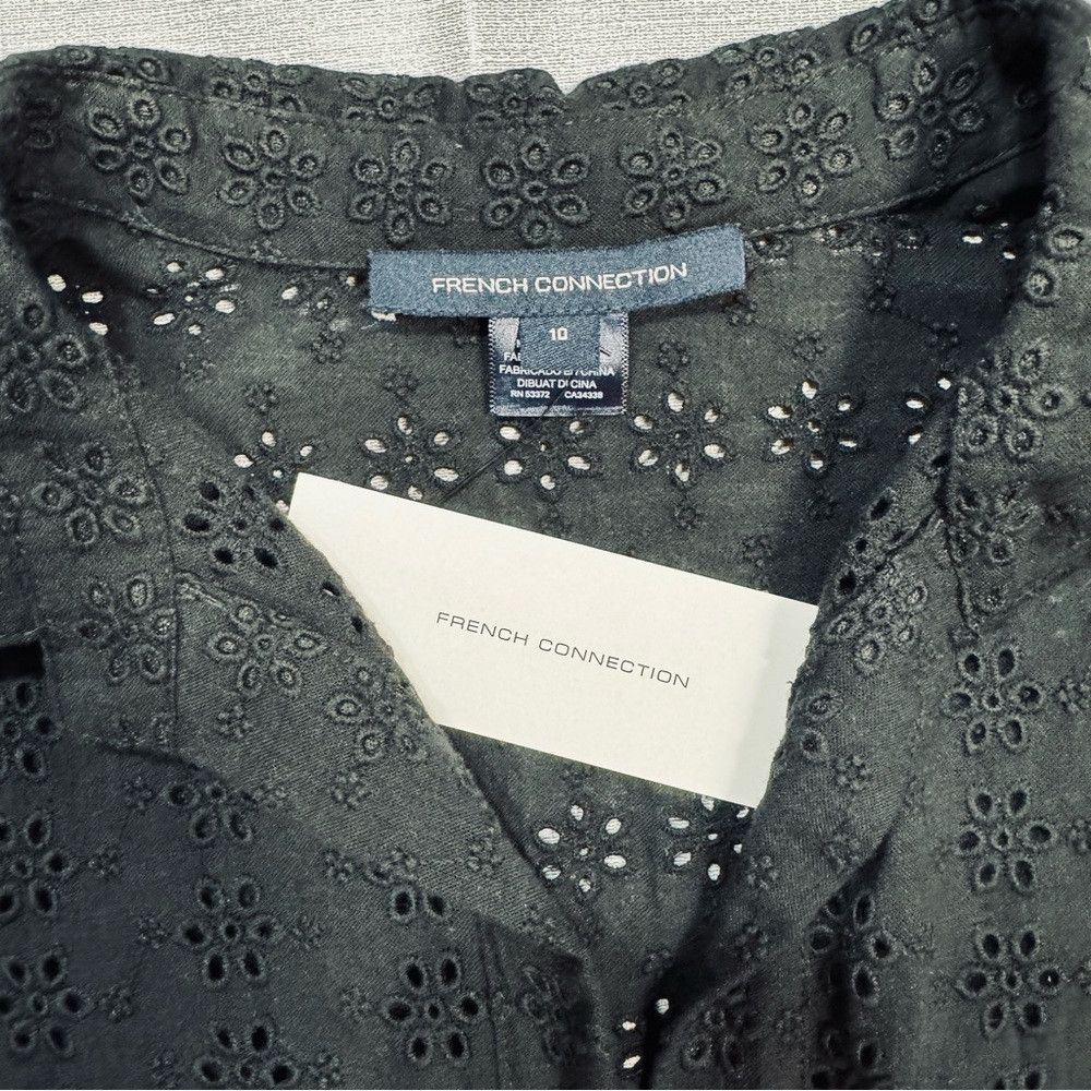 French Connection NWT New French Connection Rhodes Eyelet Black Cotton Top Bl Size L / US 10 / IT 46 - 7 Thumbnail
