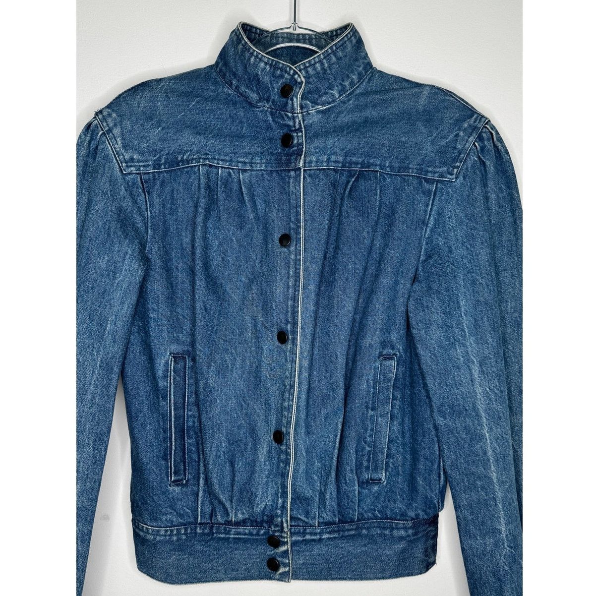 Vintage 1980s Vintage Denim Puff Sleeve Bomber Jacket Women’s Medium Size M / US 6-8 / IT 42-44 - 15 Thumbnail