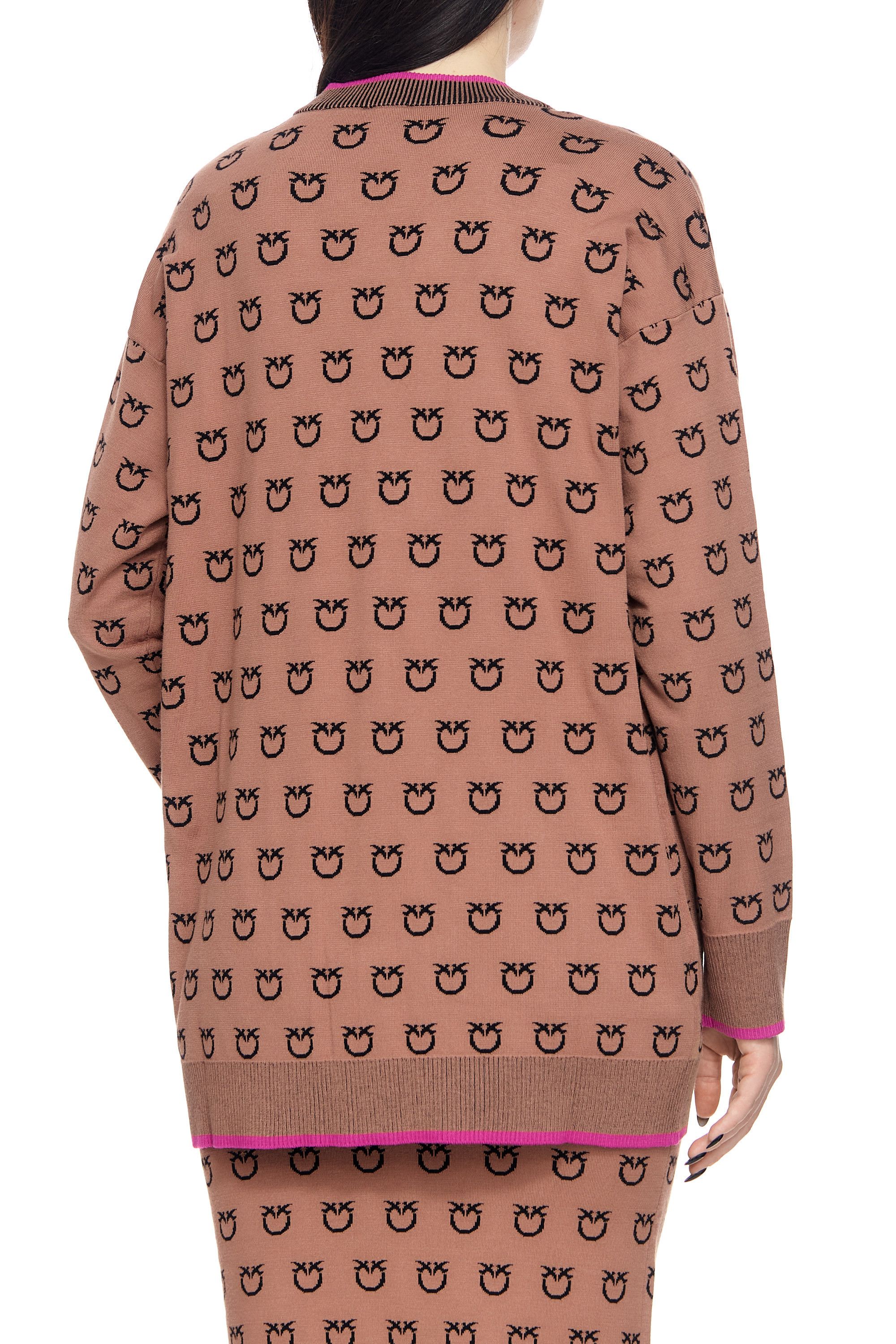 Pinko o1s22i1n0824 Lama All Over Logo Cardigan in Beige Size XS / US 0-2 / IT 36-38 - 4 Thumbnail