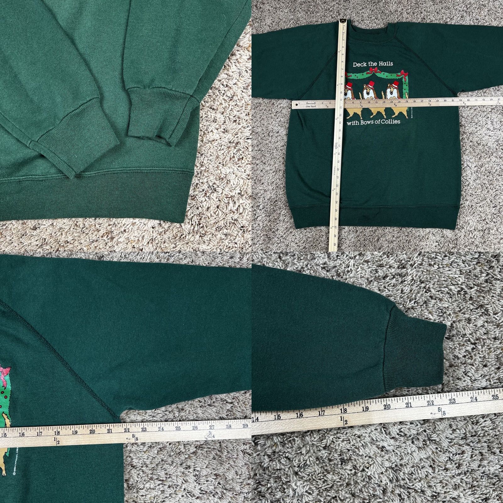 Hanes VINTAGE Hanes Sweatshirt Christmas Collie Dog Graphic Crewneck Large 1993 Made USA Green 90s Boys Mens Womens Unisex Adults Shirt Pullover Size US L / EU 52-54 / 3 - 8 Thumbnail