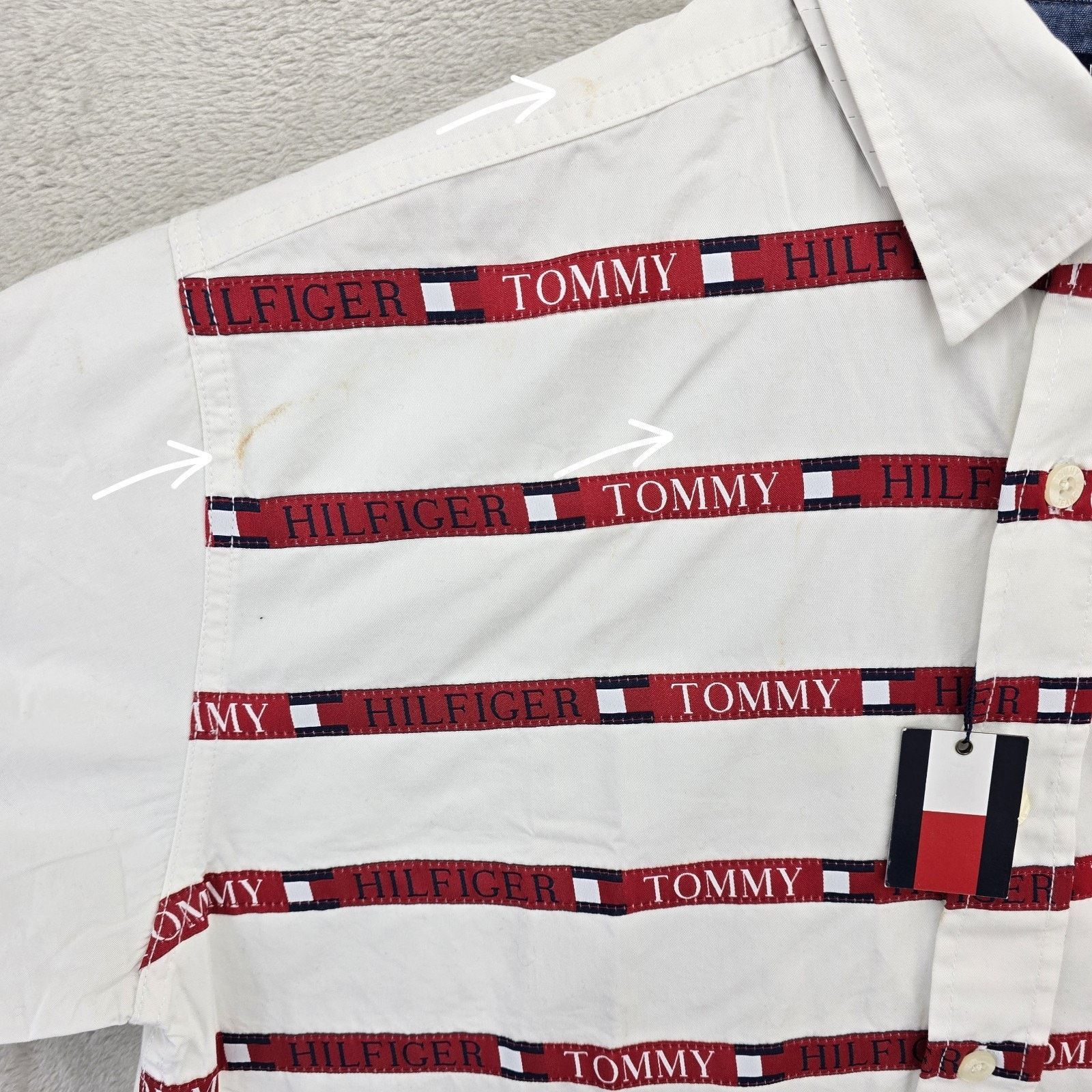Tommy Hilfiger Vtg Tommy Hilfiger Stripe Button Up Shirt Medium Y2K *FLAWS* Size US M / EU 48-50 / 2 - 6 Thumbnail