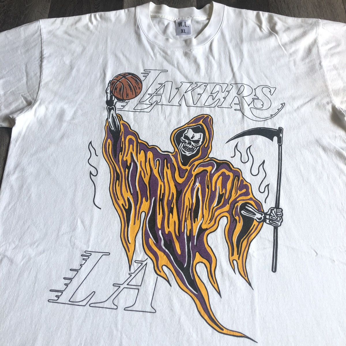 NBA × Warren Lotas Warren Lotas x Los Angeles Lakers NBA Reaper T Shirt White Size US XL / EU 56 / 4 - 2 Thumbnail