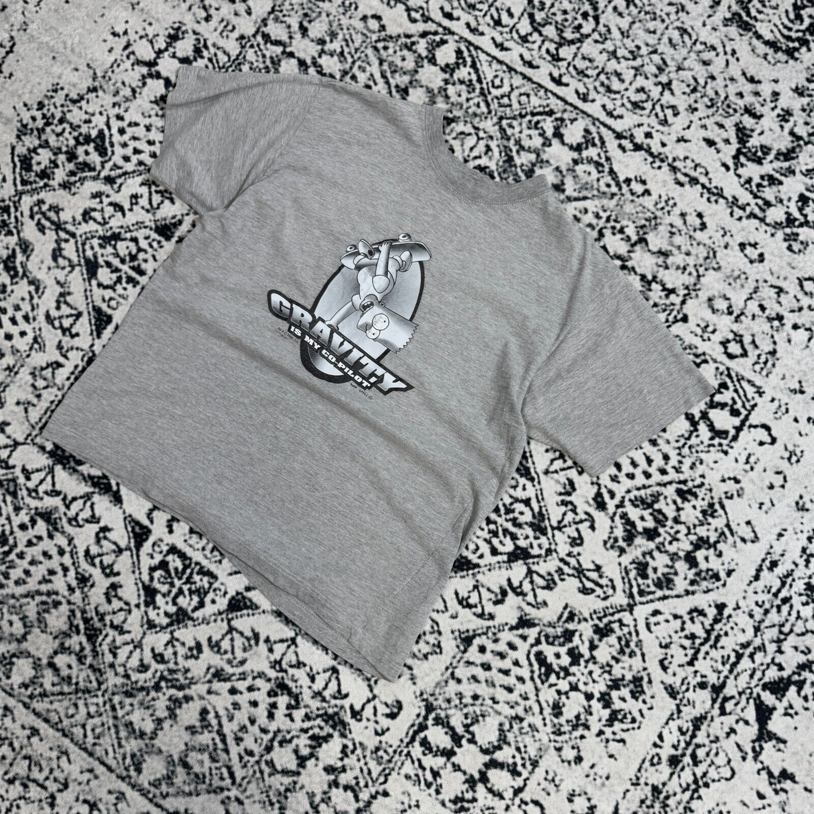 Vintage Vintage Gray Cotton T-Shirt Size M Bart Gravity Skate Y2K Size US M / EU 48-50 / 2 - 2 Thumbnail