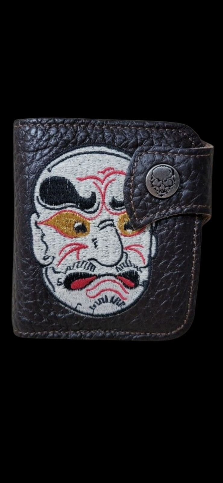 Japanese Brand Vintage Japan Kabuki Mask Embroidery Men Wallet Size ONE SIZE - 4 Thumbnail