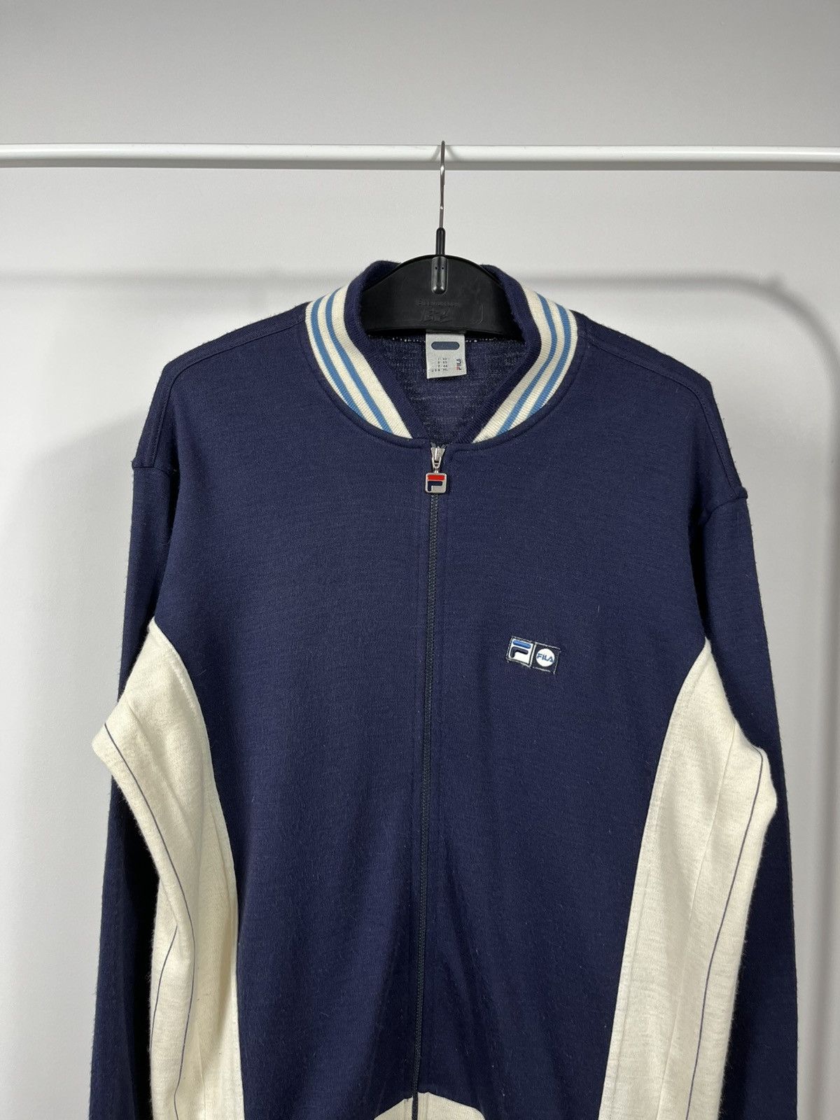 Fila Fila Vintage Wool Full Zip Navy Cream Track Jacket Size L Size US L / EU 52-54 / 3 - 2 Thumbnail