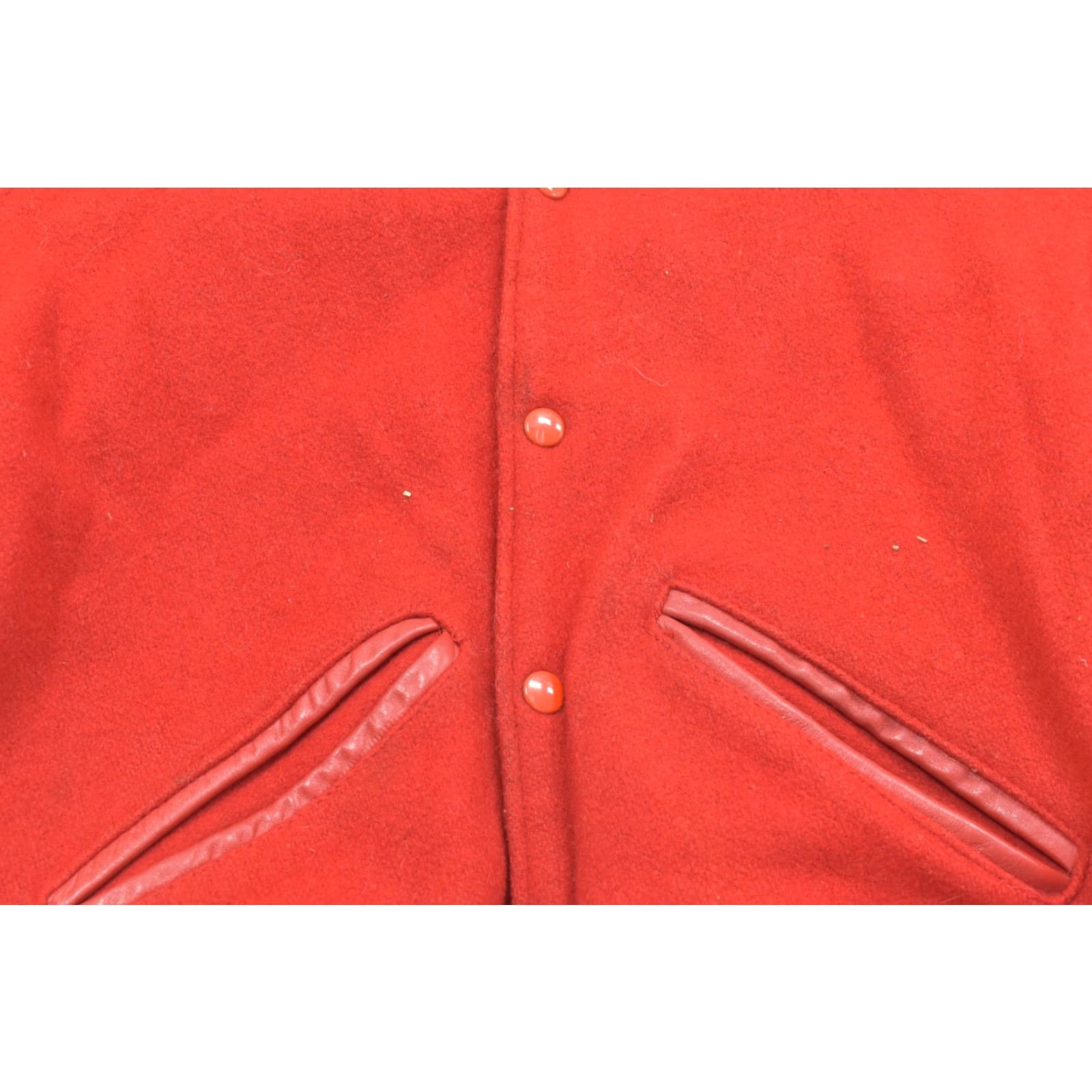 Vintage VINTAGE Unbranded Jacket Men Varsity Red Wool Leather Mid-Length Regular Size M Size US M / EU 48-50 / 2 - 8 Thumbnail
