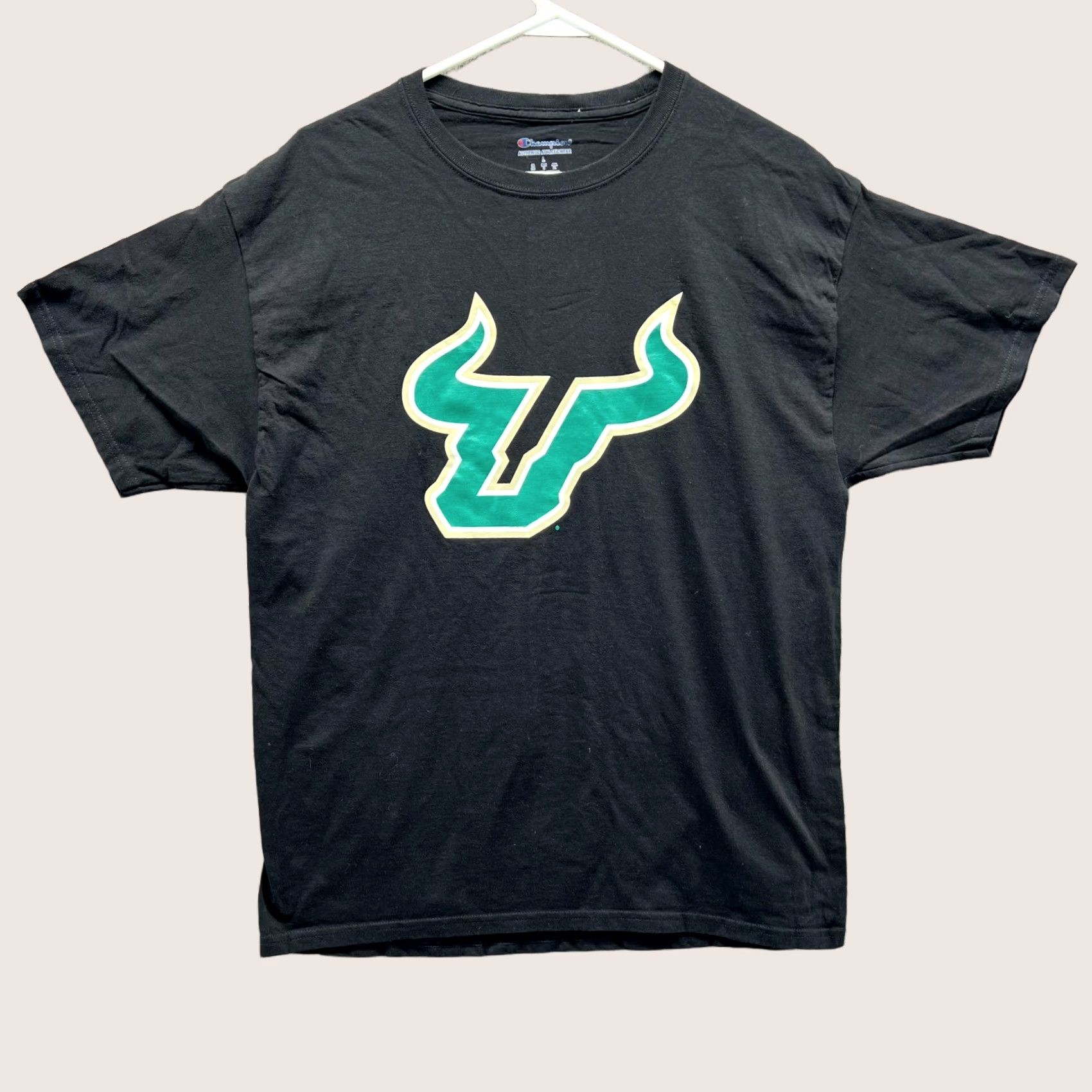 Champion VINTAGE Champion Shirt Mens Large Black Green USF Tee Crewneck Logo T-Shirt Size US L / EU 52-54 / 3 - 1 Thumbnail