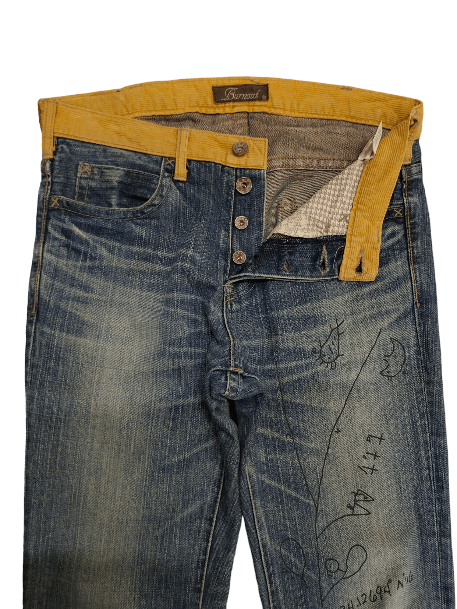 Hysteric Glamour × Undercover Burnout Japan Paisley Custom Faded Clawmark Denim Jeans Size US 31 - 9 Thumbnail