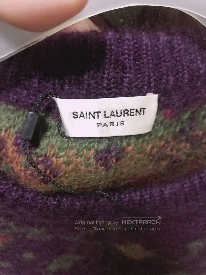 Saint Laurent Paris SAINT LAURENT Men's Purple Floral Sweater. Size US M / EU 48-50 / 2 - 2 Thumbnail