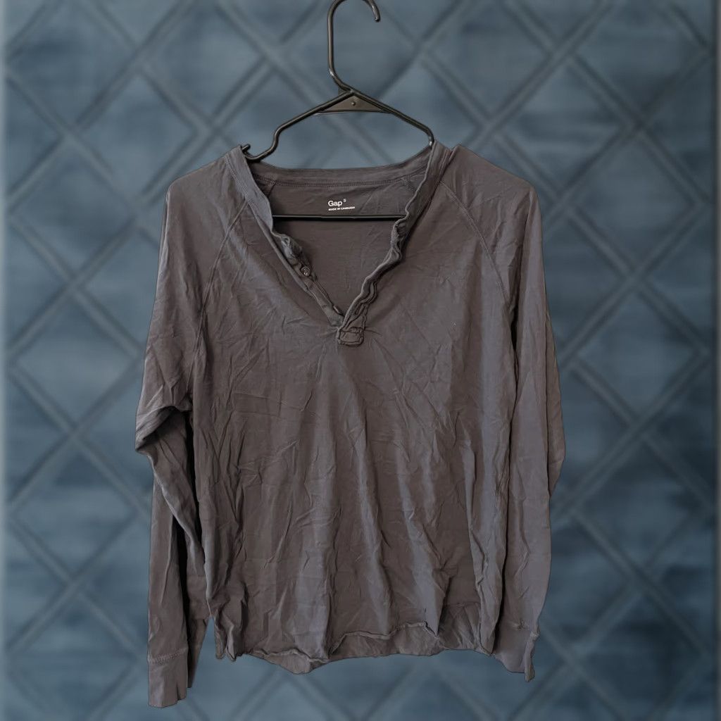 Gap Gap Henley Pullover Shirt Men S Charcoal Gray Long Sleeve Size US S / EU 44-46 / 1 - 1 Thumbnail
