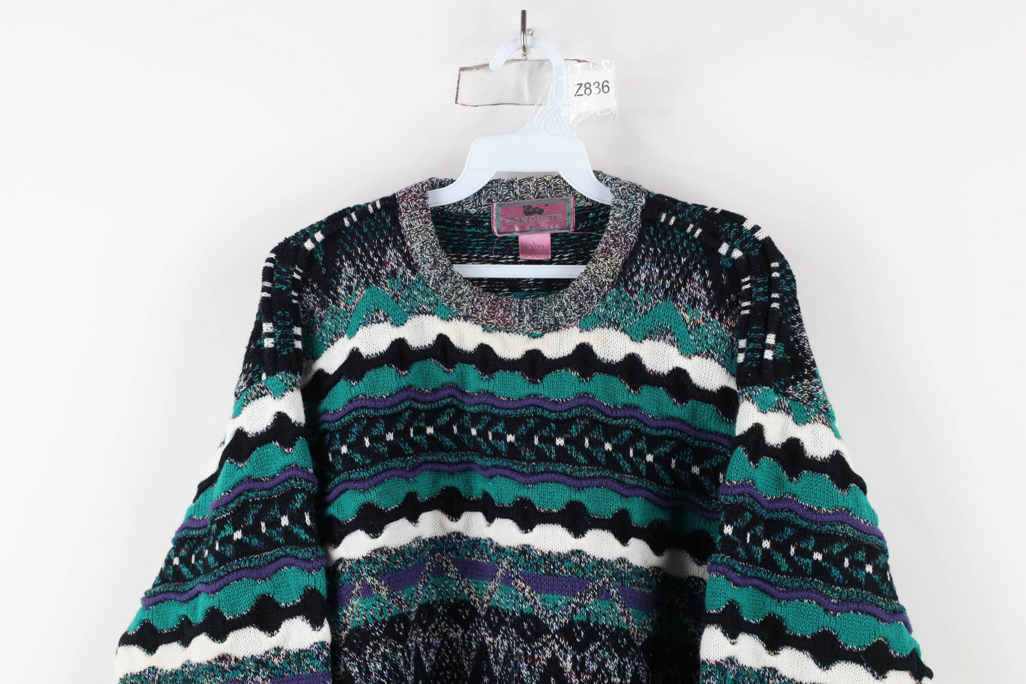 Vintage Vintage 90s Coogi Style Rainbow Textured Knit Sweater Size US L / EU 52-54 / 3 - 2 Thumbnail