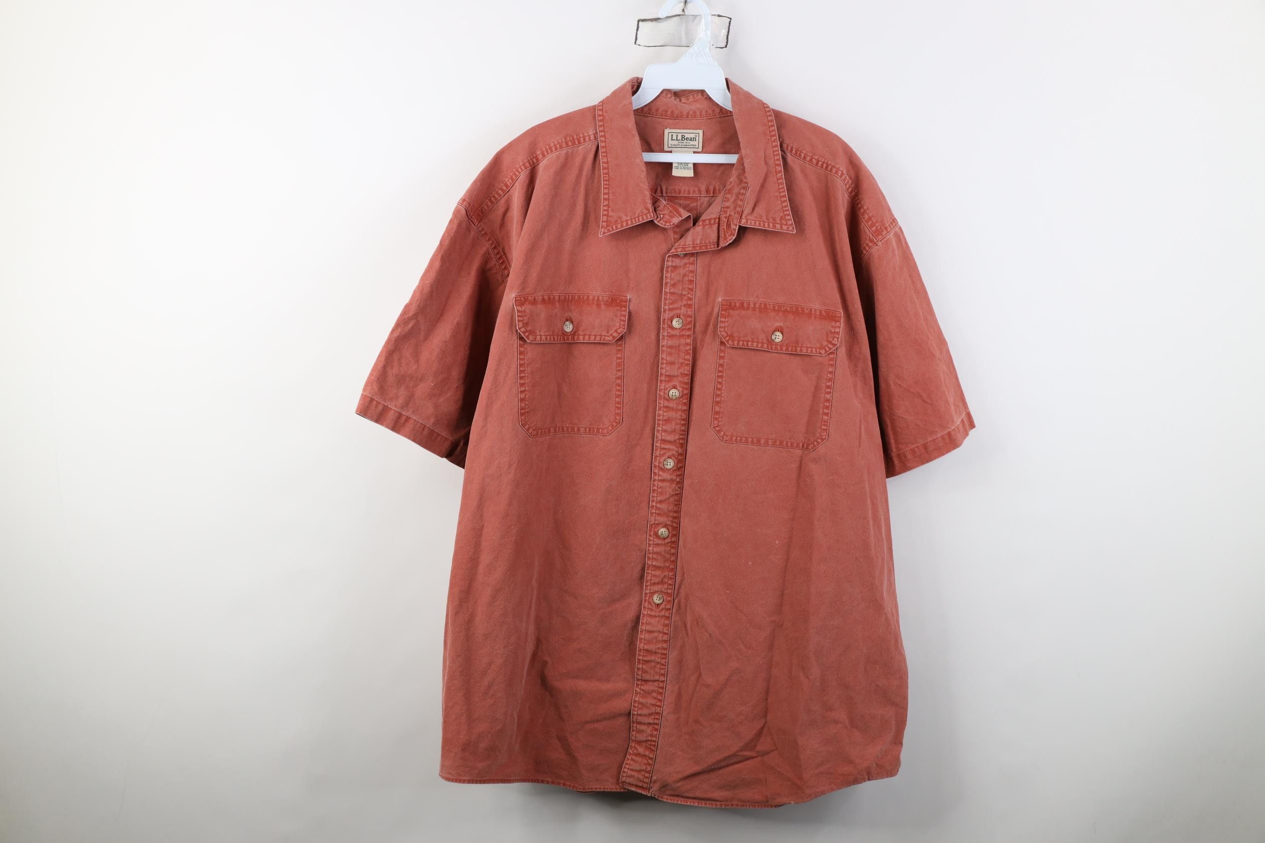 L.L. Bean Vintage 90s Y2K LL Bean Canvas Collared Button Shirt Red Size US XXL / EU 58 / 5 - 1 Thumbnail