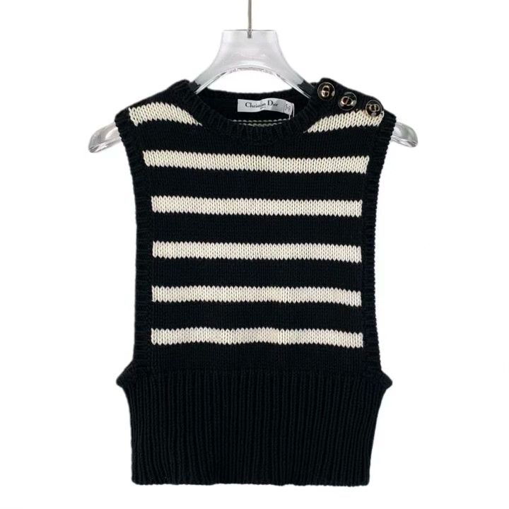 Dior Dior Black Stripe Cotton Sleeveless Knit Vest Size XS / US 0-2 / IT 36-38 - 1 Thumbnail