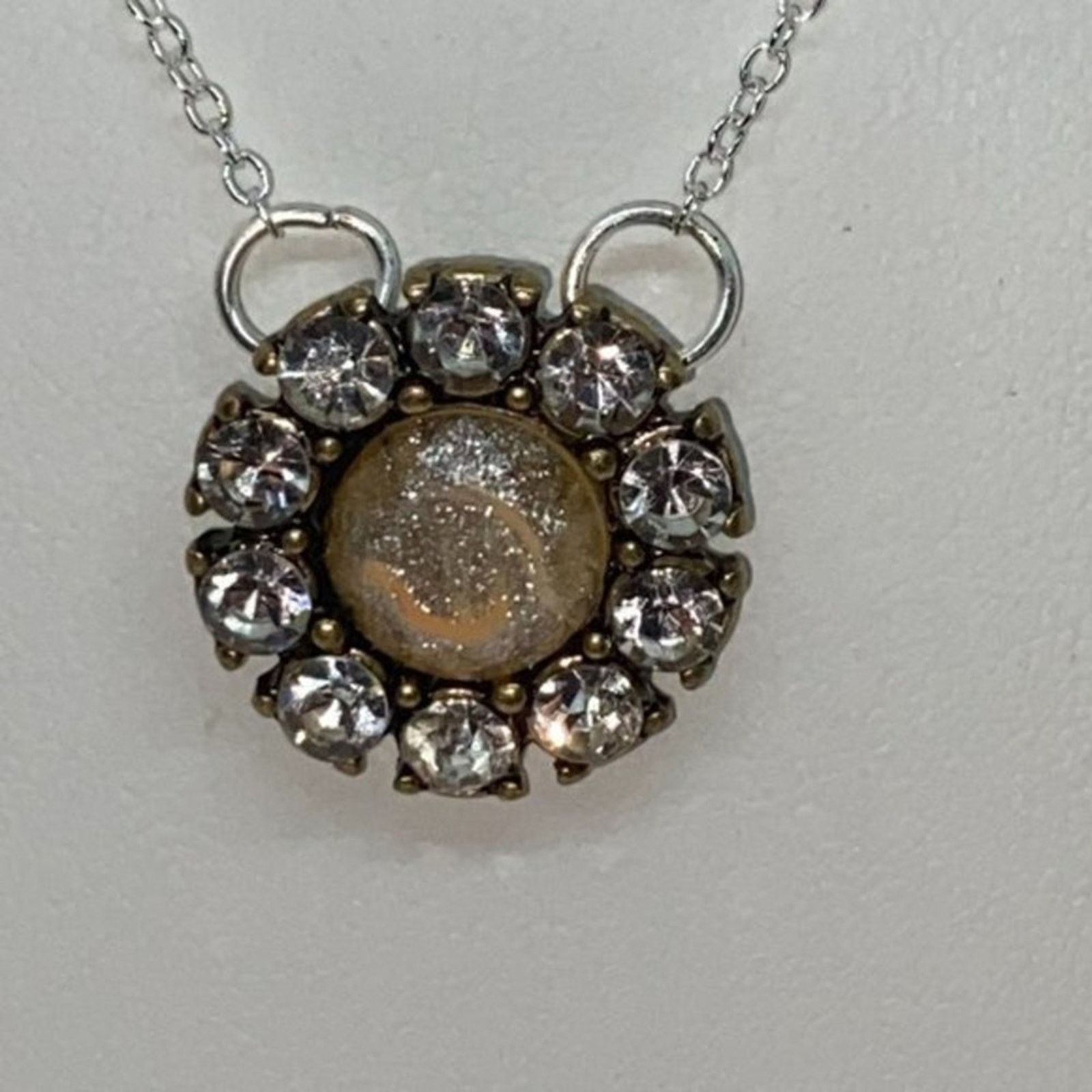 Handmade Silver-Tone Glitter Sparkle Rhinestone Necklace Size ONE SIZE - 3 Thumbnail