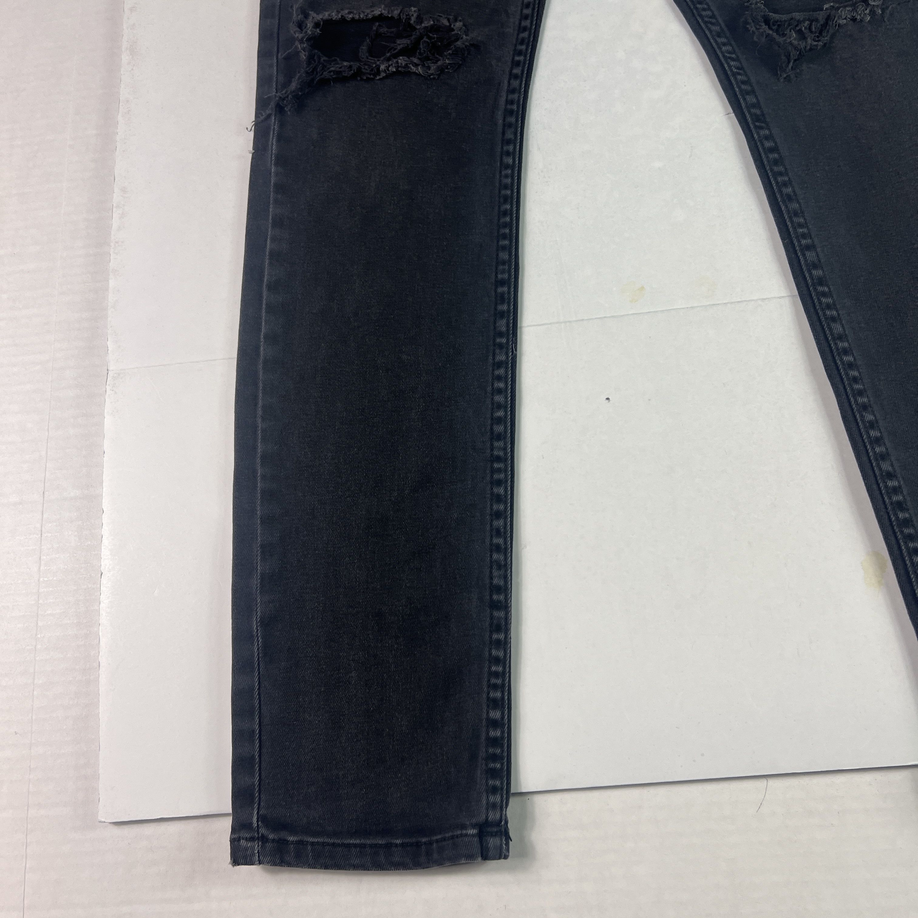 Rolla's Rolla's Jean Thin Captain Slim Black Faded Distressed Denim Size US 31 - 6 Thumbnail