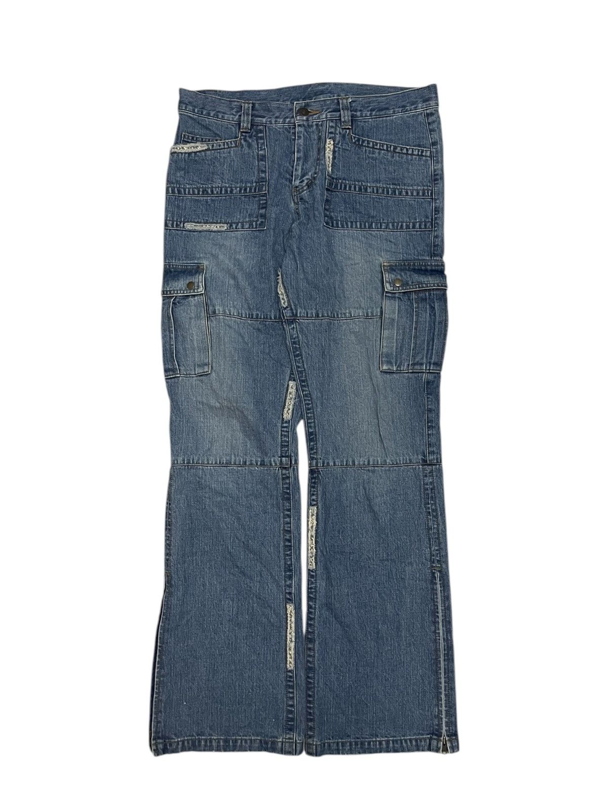 Issey Miyake RARE Tsumori Chisato Tactical Cargo Flared Patchwork Jeans Size US 35 - 1 Thumbnail