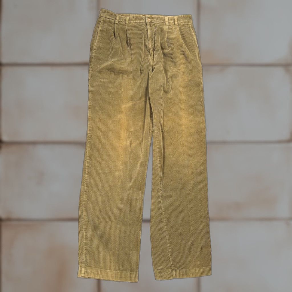 American Eagle Outfitters VINTAGE American Eagle Outfitters Pants Mens 35x33 Corduroy Pleated 90s Brown Wide Wale Chino Style 90s Mens Size US 35 - 1 Thumbnail