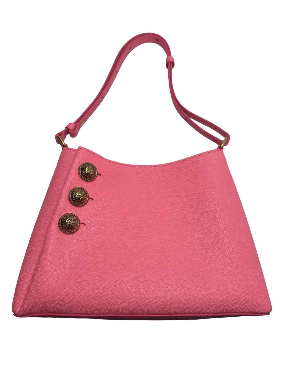 Balmain Balmain Emblem Crest Shoulder Bag Pink Leather Gold Buttons Size ONE SIZE - 1 Thumbnail