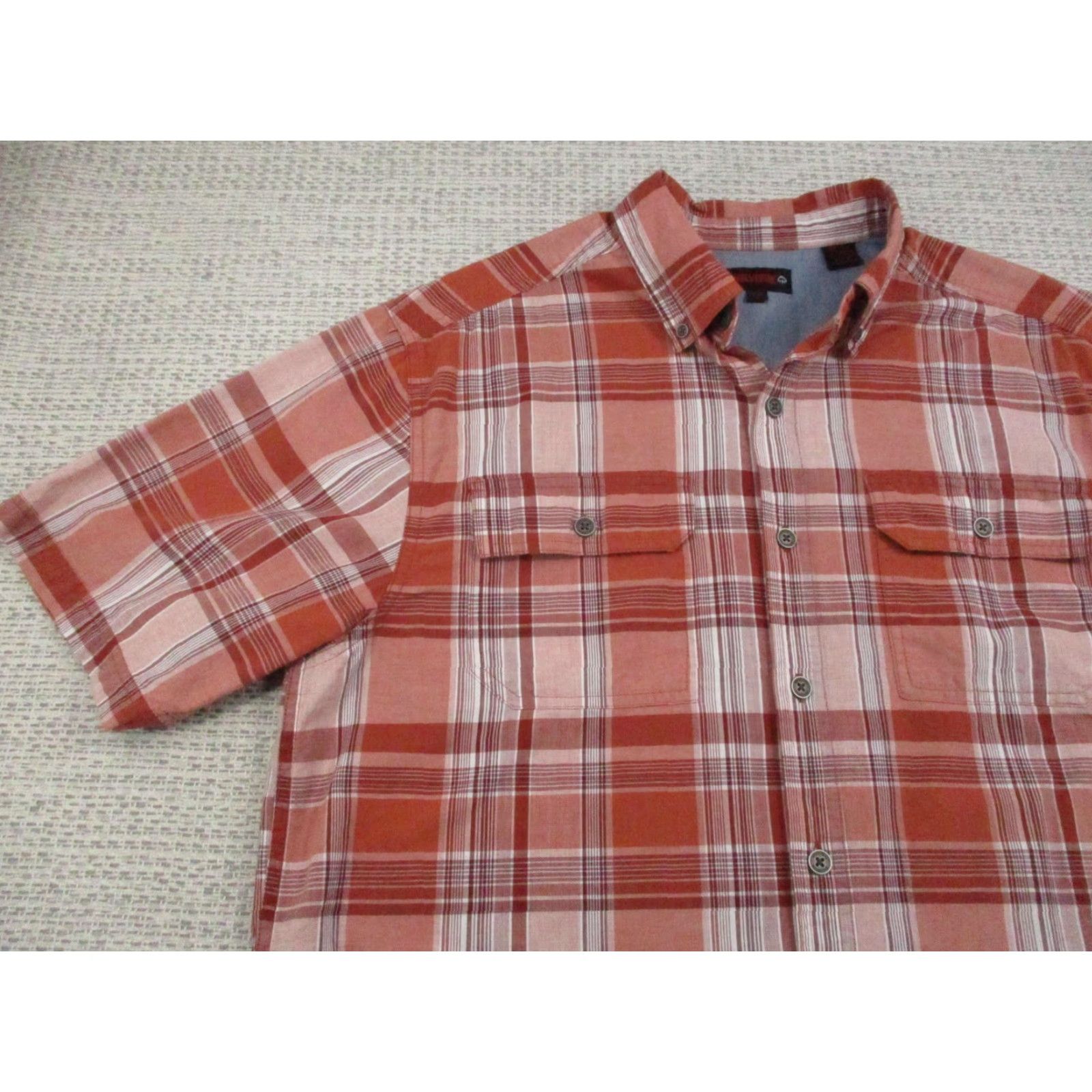 Vintage Wolverine Shirt Mens Large Orange Plaid Short Sleeve Button-Up Cotton Casual Shirt Size US L / EU 52-54 / 3 - 3 Thumbnail