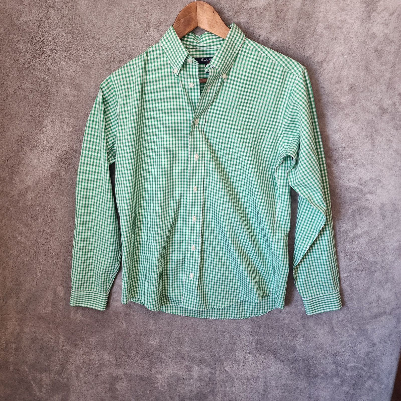 Brooks Brothers Brooks Brothers Fleece Men's Large Green & White Plaid Shirt Size US L / EU 52-54 / 3 - 1 Thumbnail