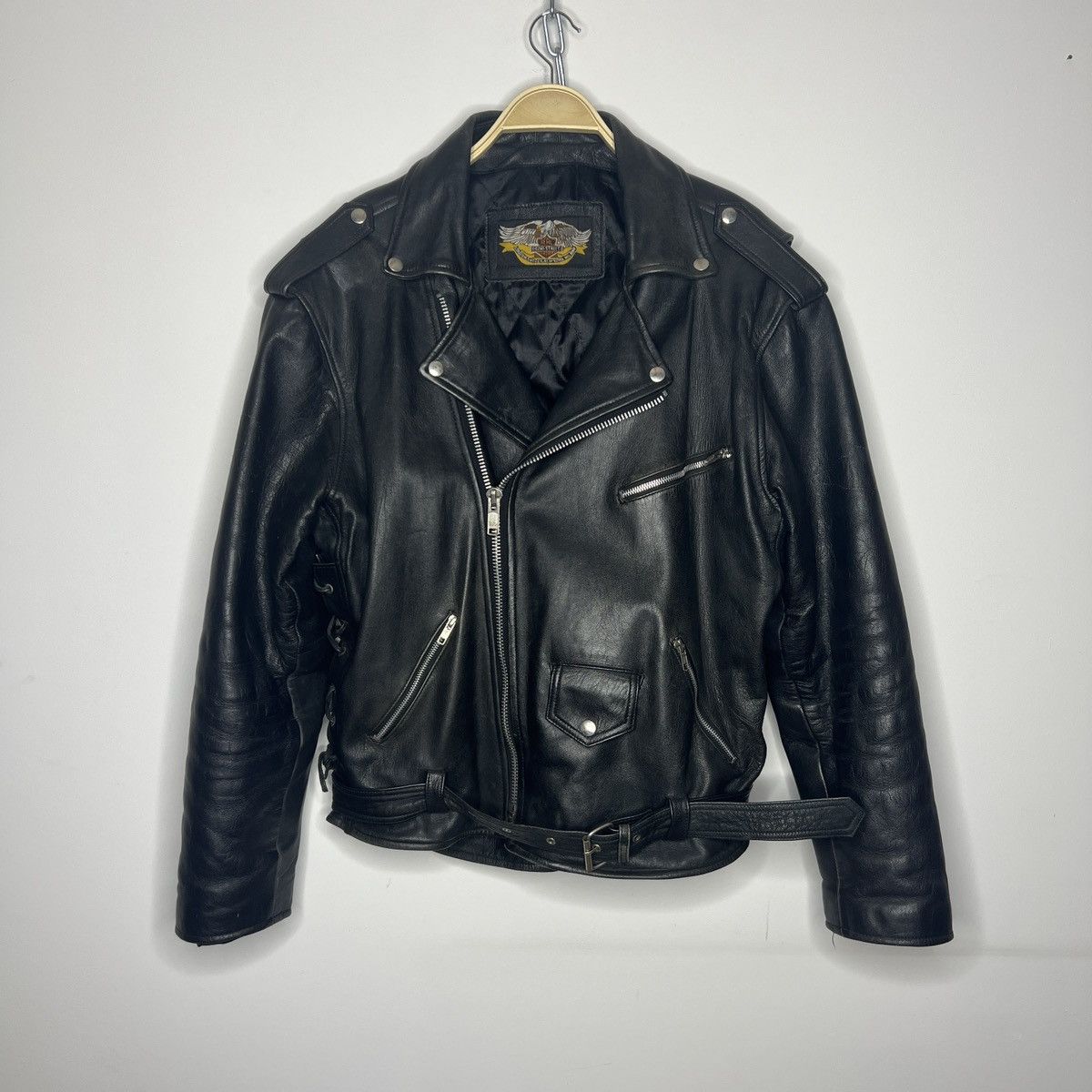 Harley Davidson × Vintage Vintage Rare Belt Y2K Moto Racing Leather Jacket Ramones 90s Size US XL / EU 56 / 4 - 1 Thumbnail