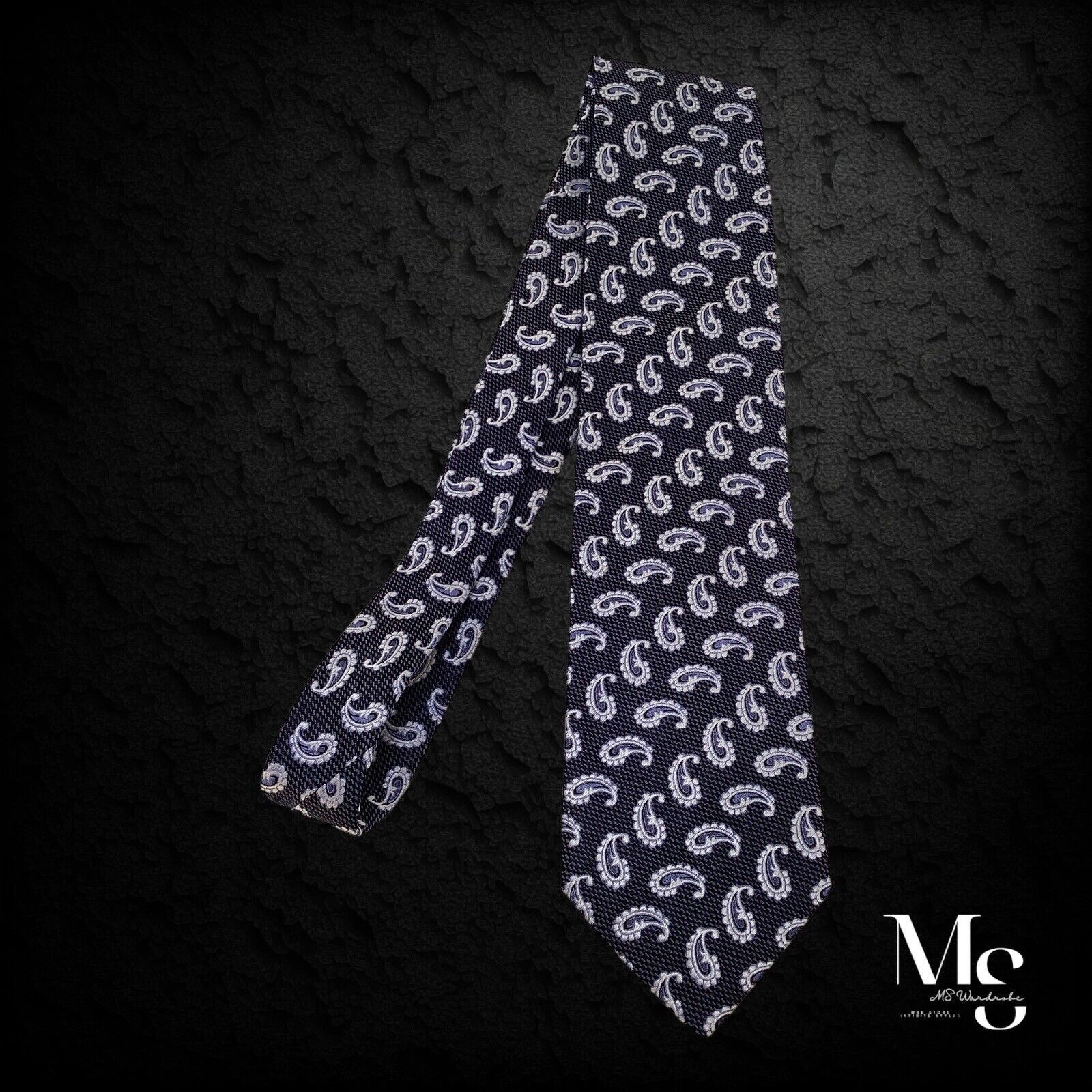 Serica SERICA Gray Paisley Silk Tie In Made Italy W: 3.5" EX COND Size ONE SIZE - 6 Thumbnail