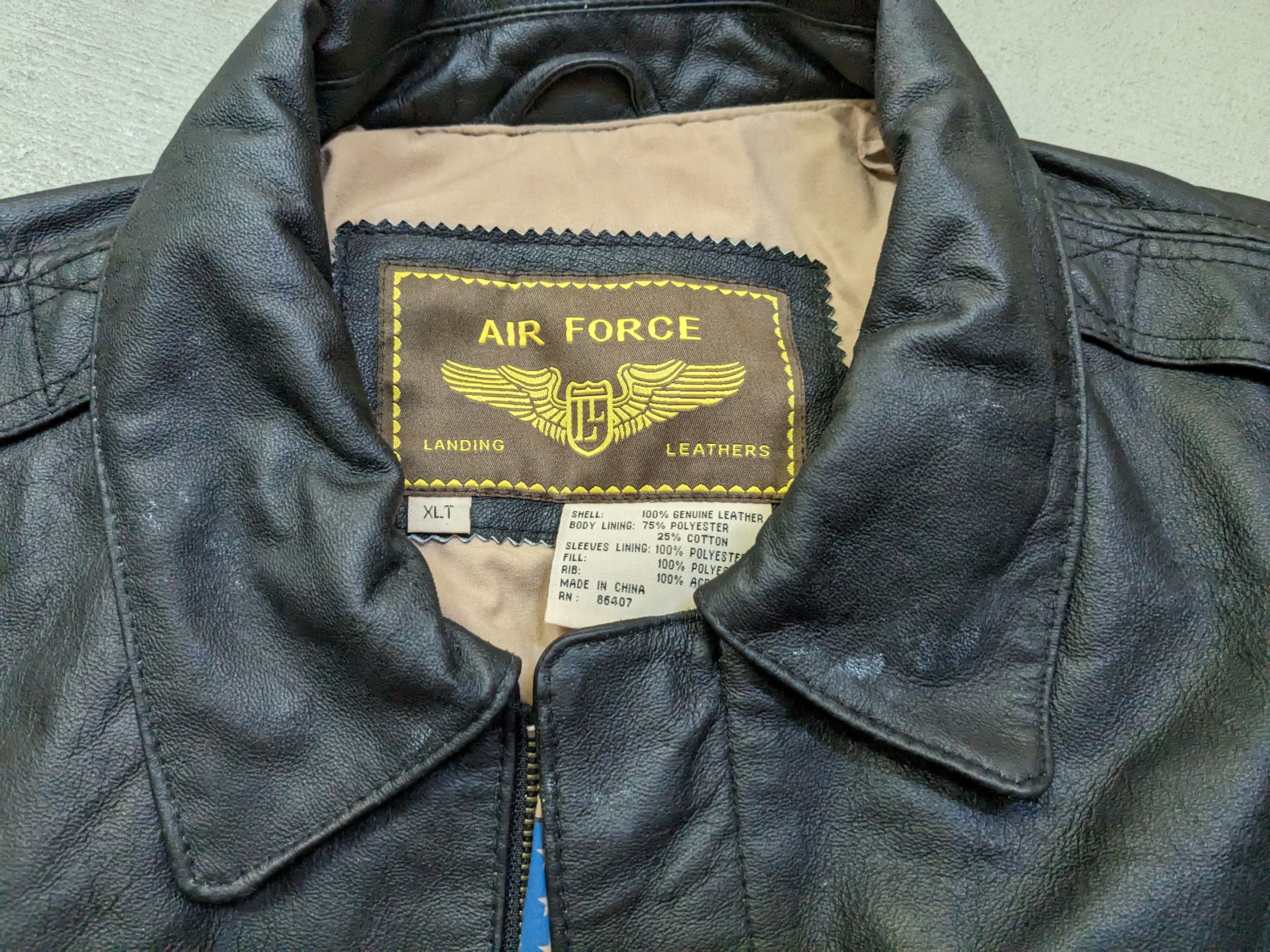 Genuine Leather Air Force Leather Jacket Black Size XL Tall Bomber XLT Size US XL / EU 56 / 4 - 8 Thumbnail