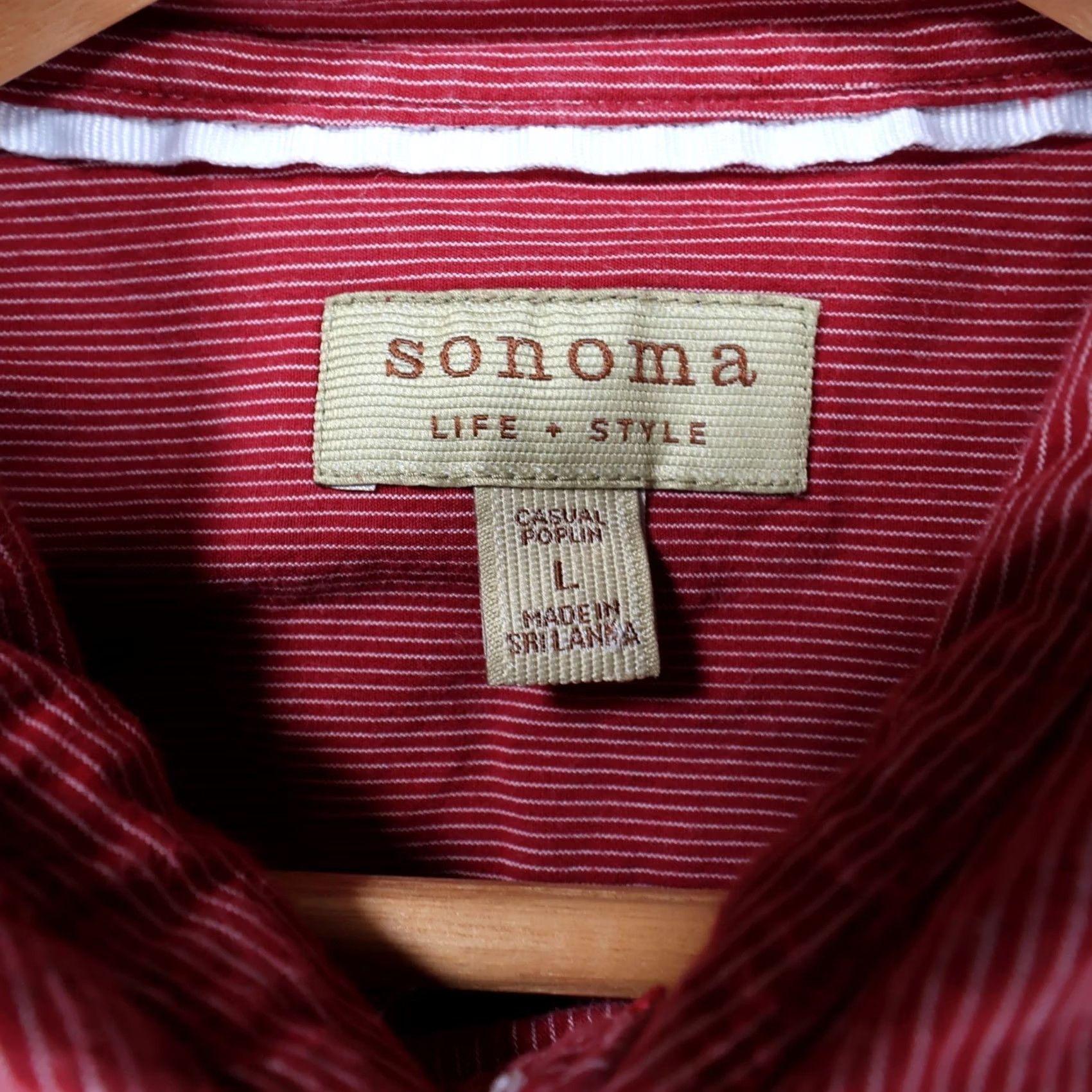 Vintage Sonoma Shirt Mens Large Red Casual Striped Poplin Cotton Button Down Excellent Size US L / EU 52-54 / 3 - 7 Thumbnail
