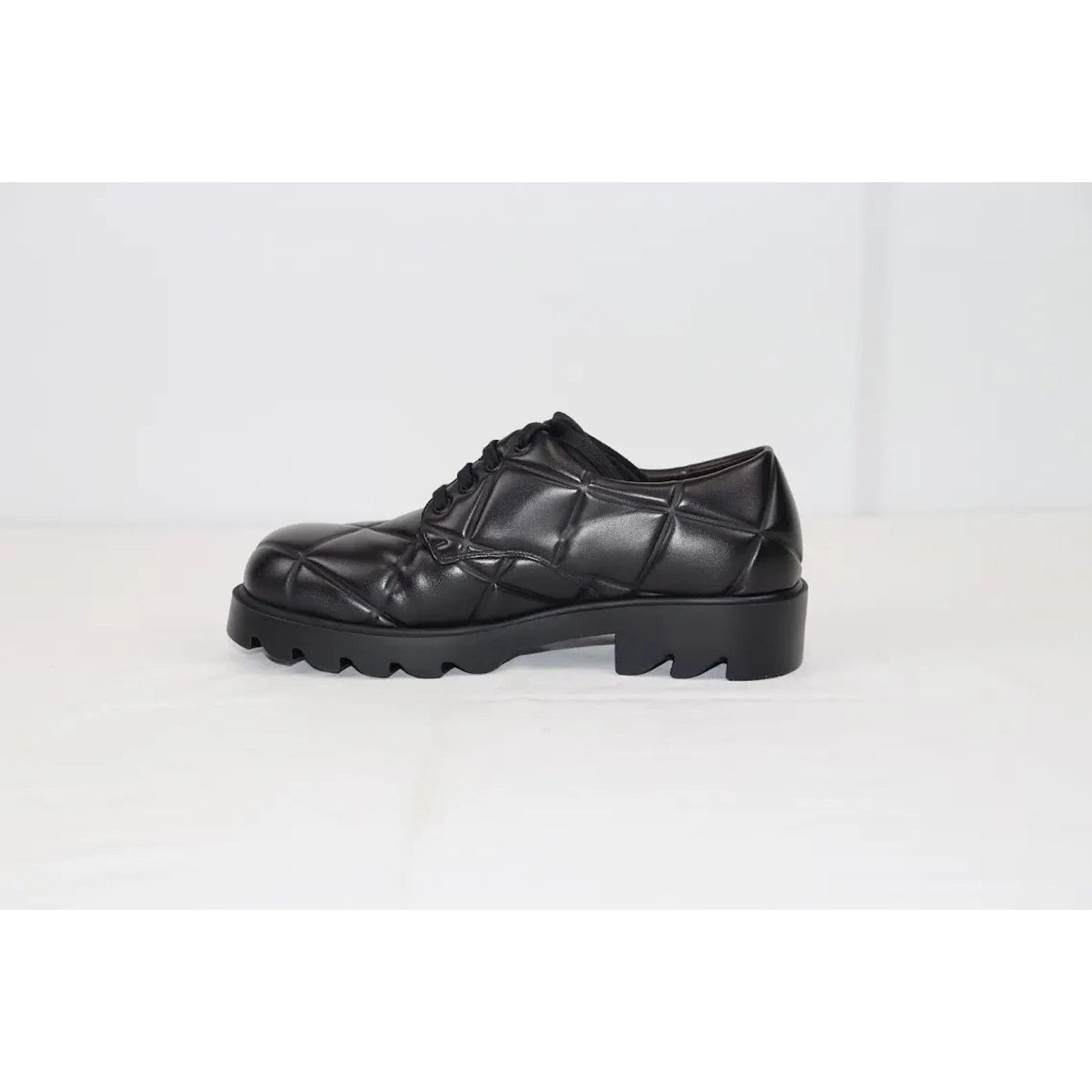 Bottega Veneta o1rshd1 Quilted Nappa Leather Strut Derby Shoes in Black Size US 11 / EU 44 - 2 Thumbnail