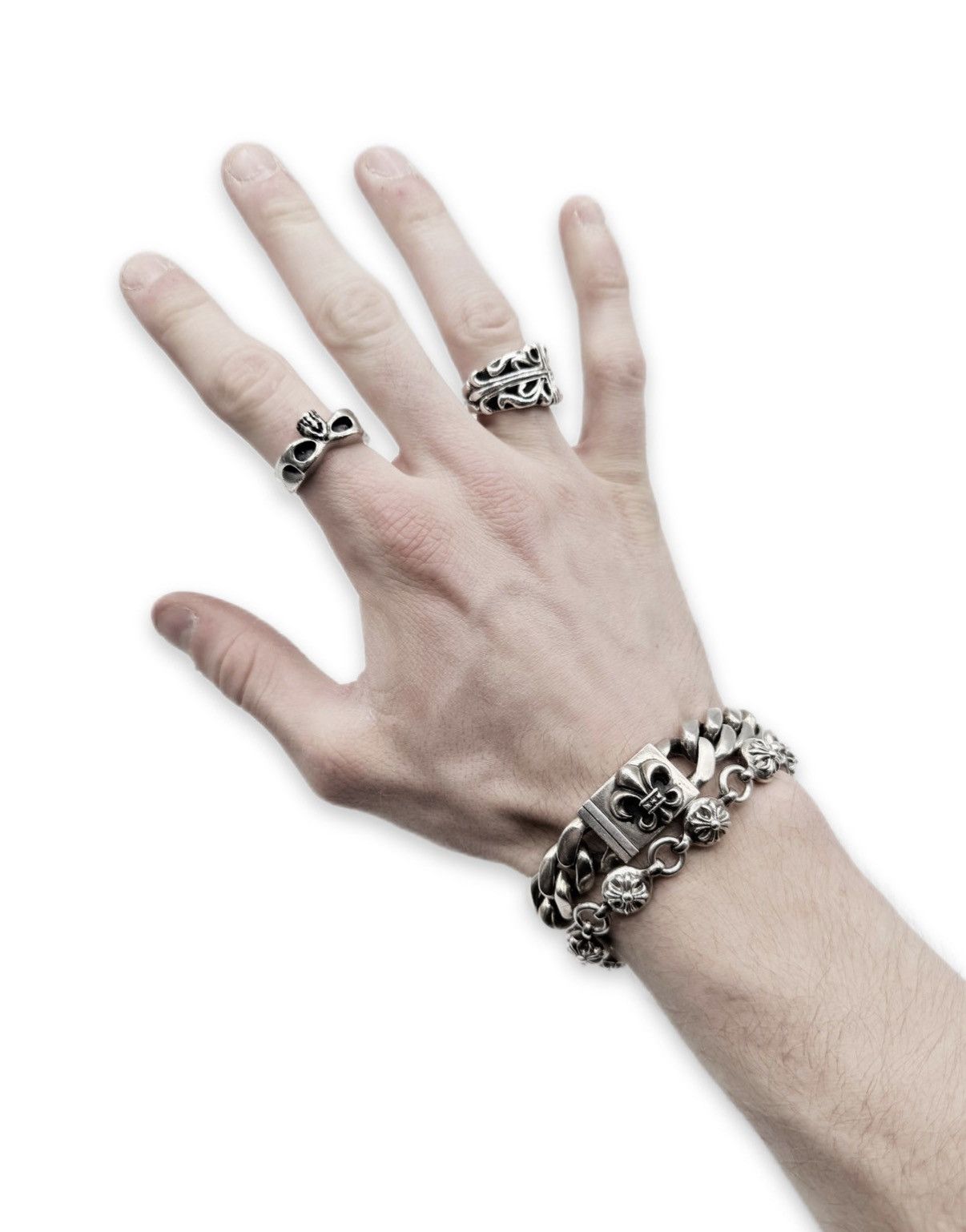 Chrome Hearts Chrome Hearts Fleur de Lis Box ID Cuban Link Bracelet Size ONE SIZE - 5 Thumbnail