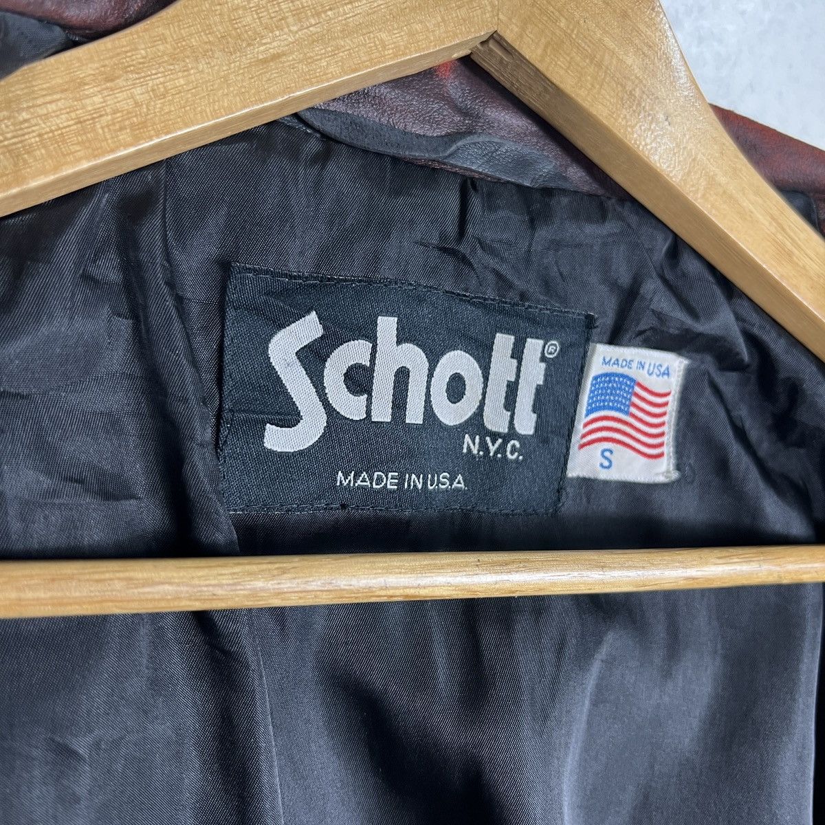 Schott 🔥 Vintage Schott Scartish Wrinkle Leather Jacket made In Usa Size US S / EU 44-46 / 1 - 18 Thumbnail