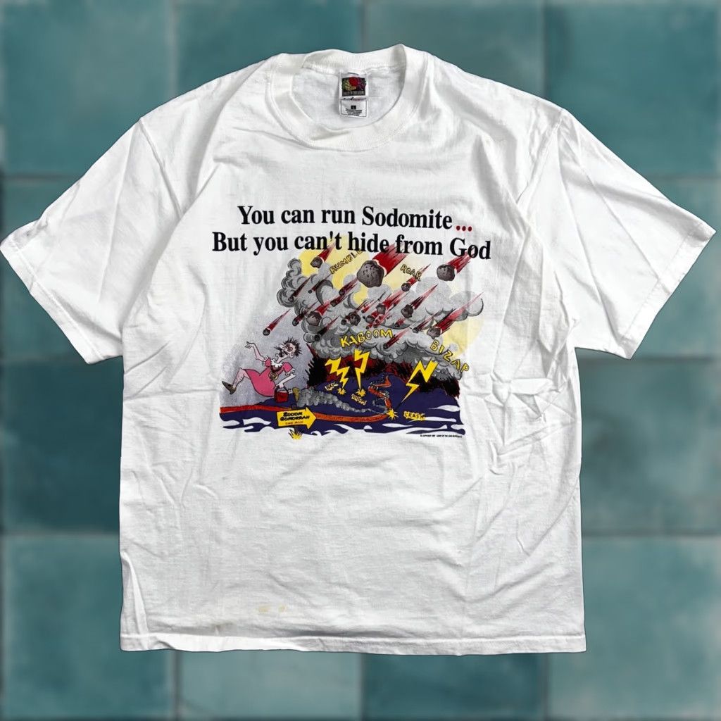 Vintage Jesus God Genesis T-Shirt Men Large White Bible Study Graphic 70s 80s 90s
