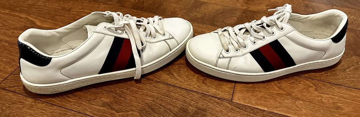 Gucci ACE GUCCI SNEAKERS FULL WHITE LEATHER WITH A TOUCH OF BLUE Size US 9 / EU 42 - 4 Thumbnail