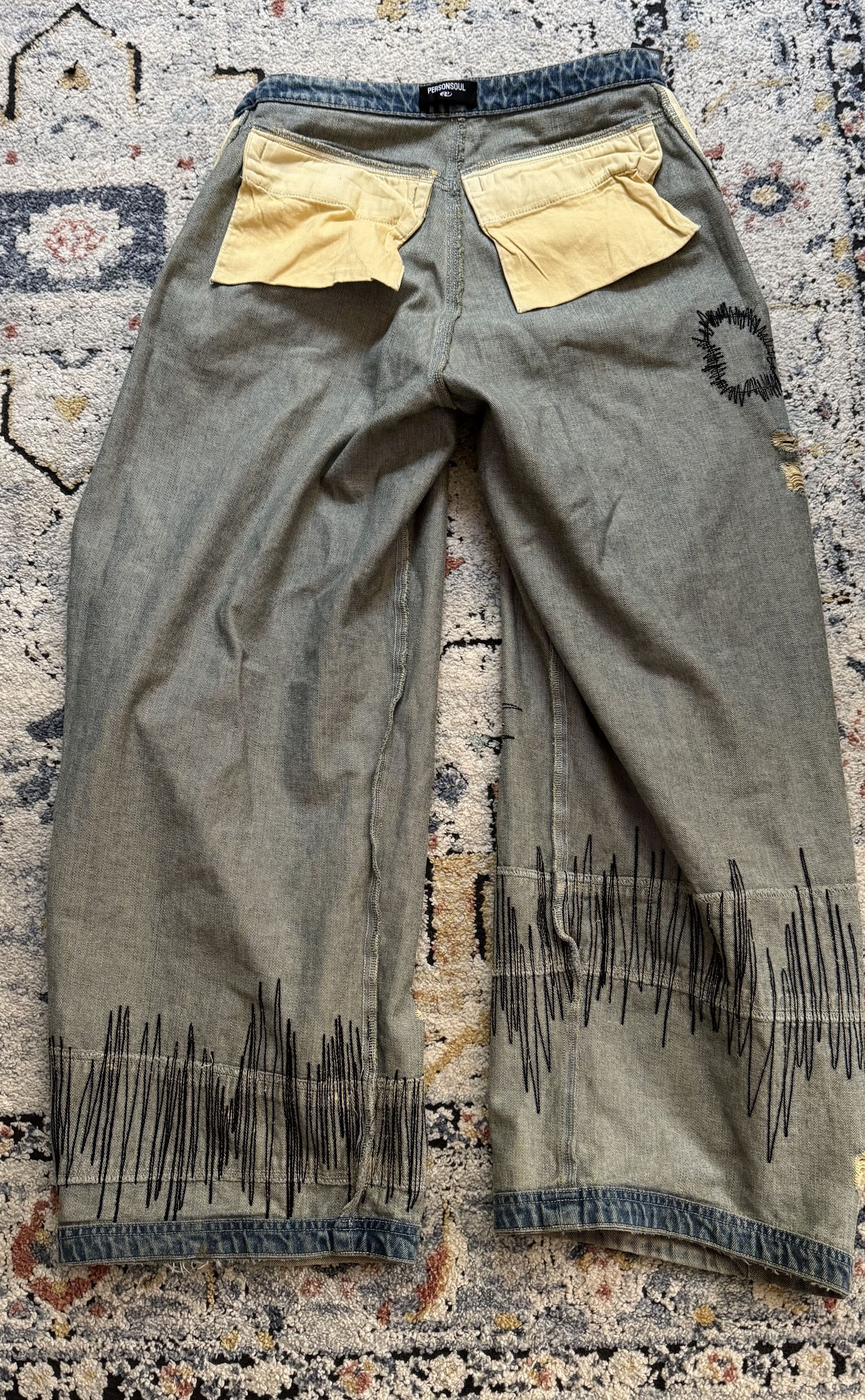 Other Personsoul Stain Embroidery Curved Jeans Size US 27 - 6 Thumbnail