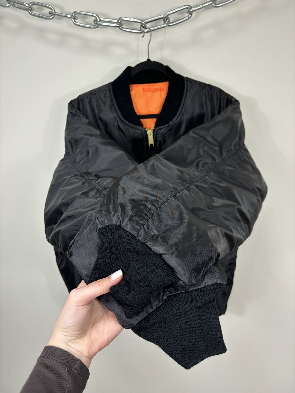 Vintage Vintage MA-1 Black Military Reversible Flight Bomber Jacket Size US XL / EU 56 / 4 - 8 Thumbnail