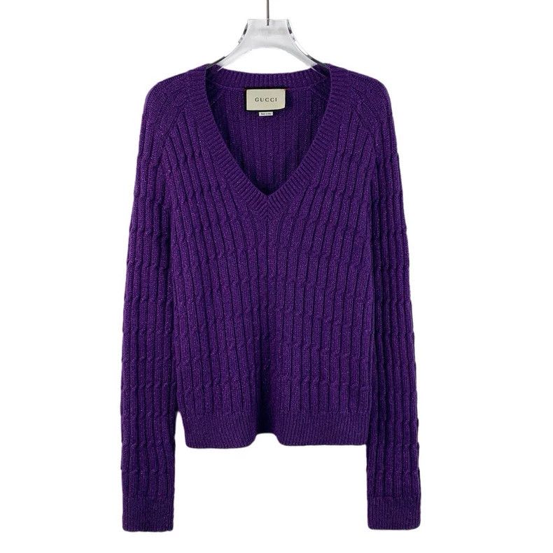 Gucci Gucci Dark purple glitter wool V-neck long-sleeved knitted Size XS / US 0-2 / IT 36-38 - 1 Thumbnail