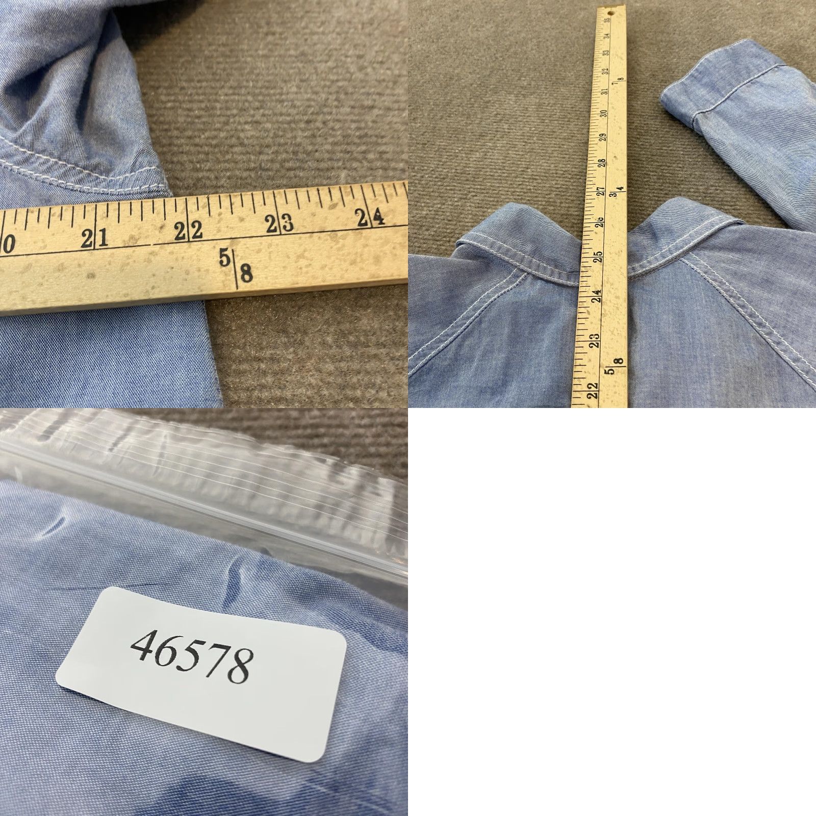 J.McLaughlin J.McLaughlin Shirt Womens Large Blue Chambray Button-Down Long Sleeve Raglan Size L / US 10 / IT 46 - 8 Thumbnail
