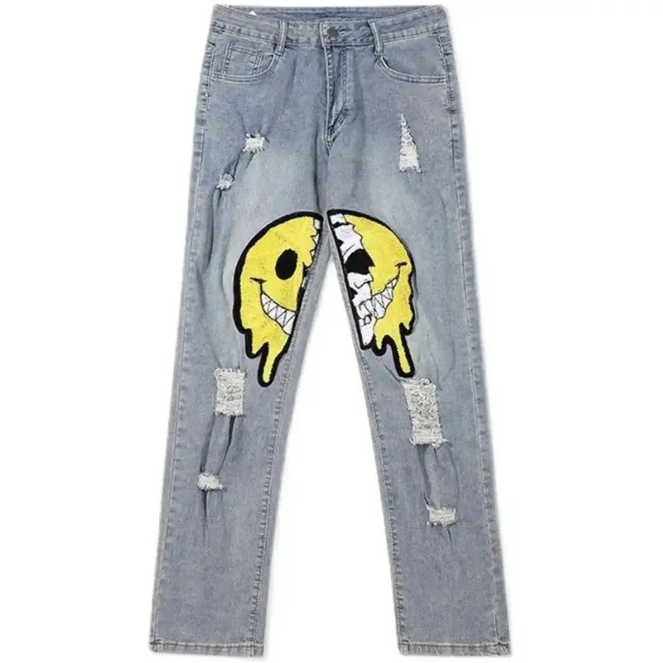 Japanese Brand × Jean Asymmetric ripped jeans holes baggy y2k K pop Harajuku Size US 30 / EU 46 - 4 Thumbnail