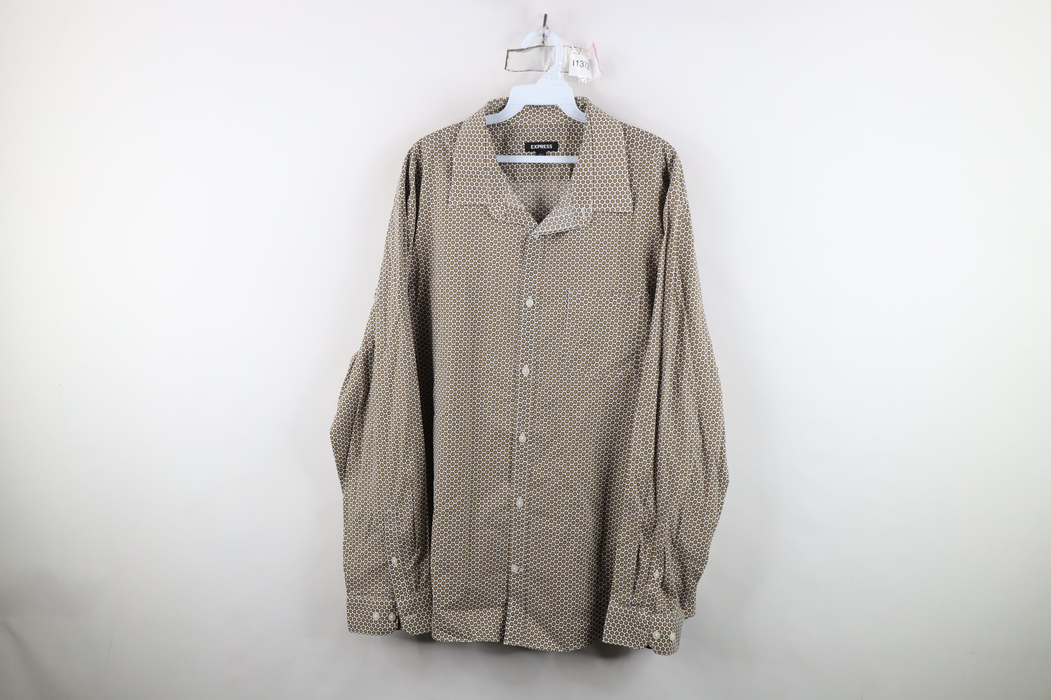 Express Express Stretch Polka Dot Collared Long Sleeve Button Shirt Size US XXL / EU 58 / 5 - 1 Thumbnail
