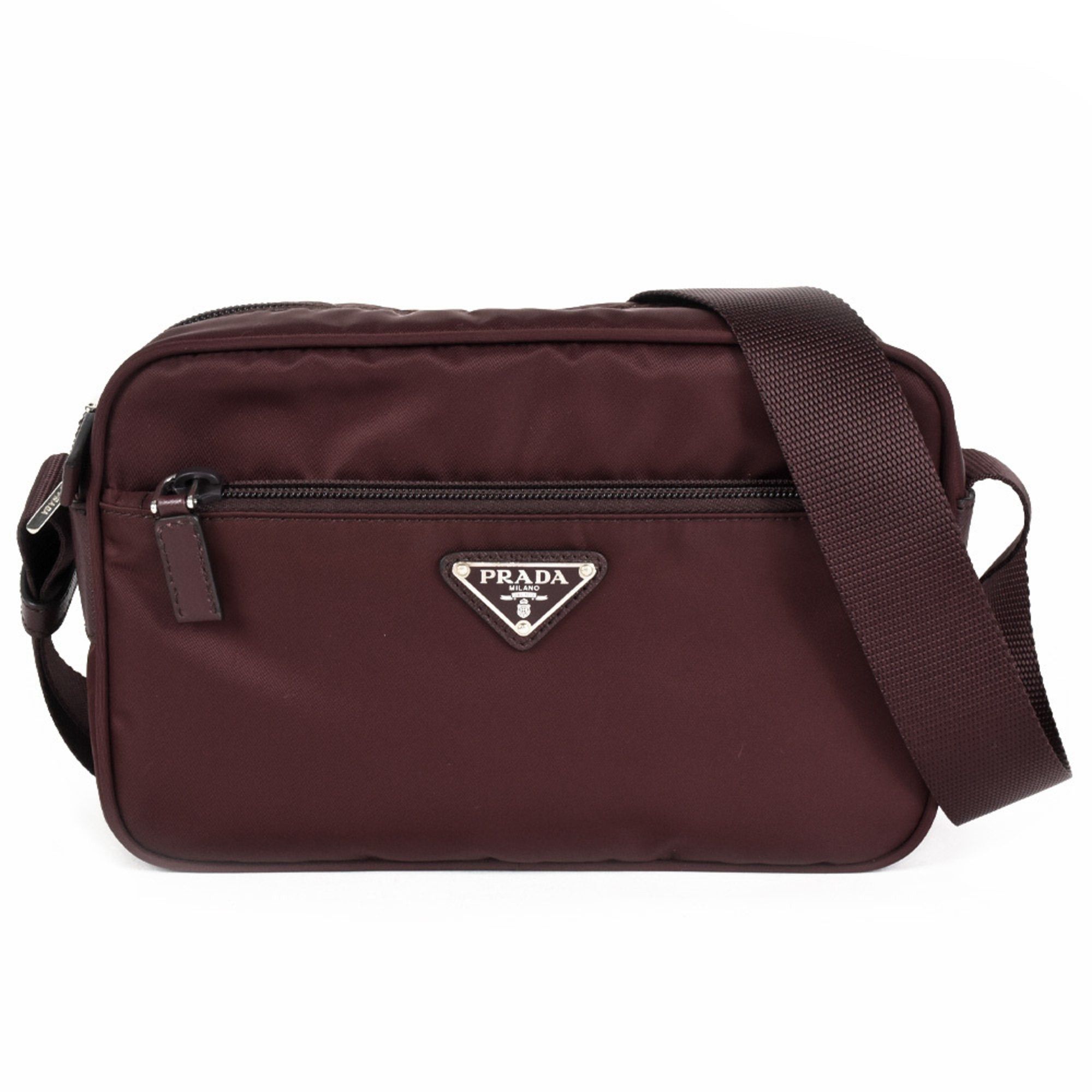 image of Prada Vela Shoulder Bag Nylon 1Bc167 Bordeaux in Red, Women's