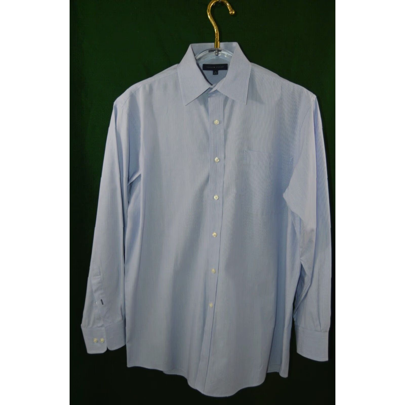 Tommy Hilfiger Tommy Hilfiger Men's L/S Blue Dress Shirt SZ 16 32-33 - Button-Up, Long Sleeve, Regular Size, Blue, Solid, Classic Theme, Mens Shirt Size 42R - 2 Thumbnail