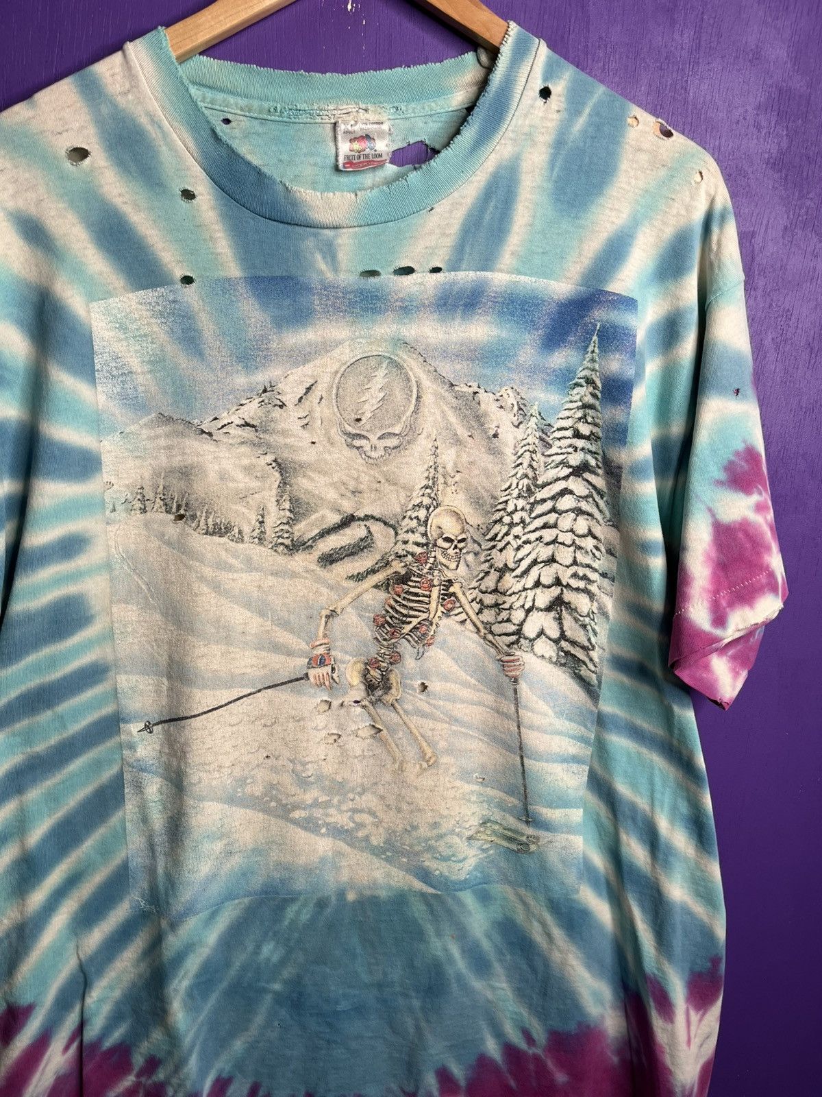Band Tees × Grateful Dead × Vintage Vintage 1990 Grateful Dead skiing tie dye t-shirt Size US XL / EU 56 / 4 - 3 Thumbnail