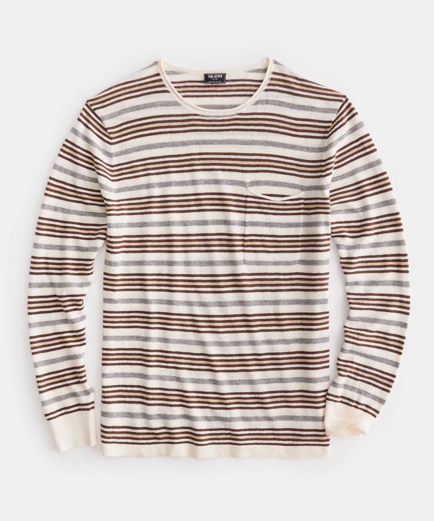 Todd Snyder Todd Snyder Striped Linen Shore Sweater in Chalk Size US L / EU 52-54 / 3 - 1 Thumbnail