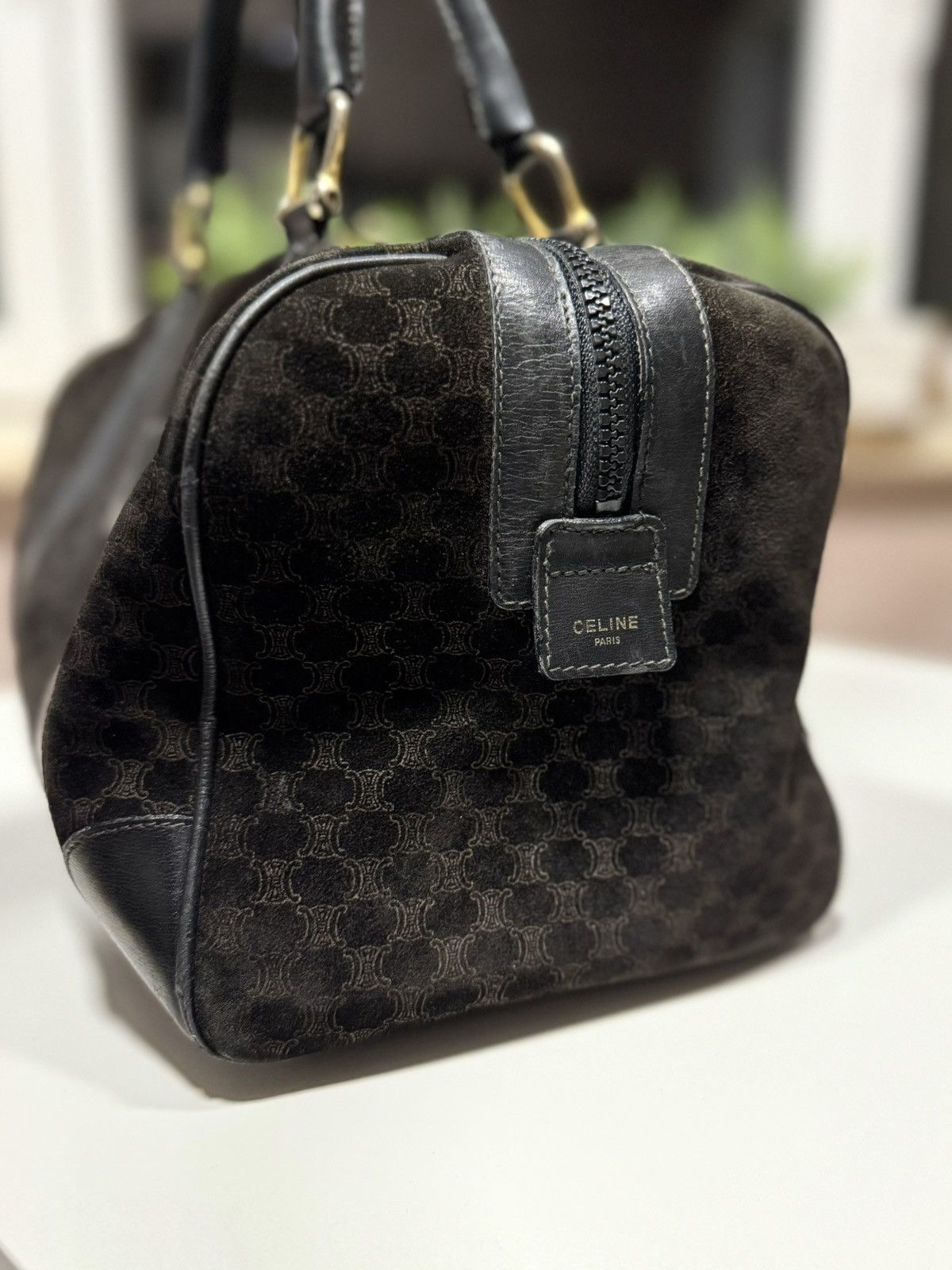 Celine ★0% TAX★ CELINE MACADAM SUEDE MONOGRAM SPORT BOSTON BAG 90S Size ONE SIZE - 2 Thumbnail