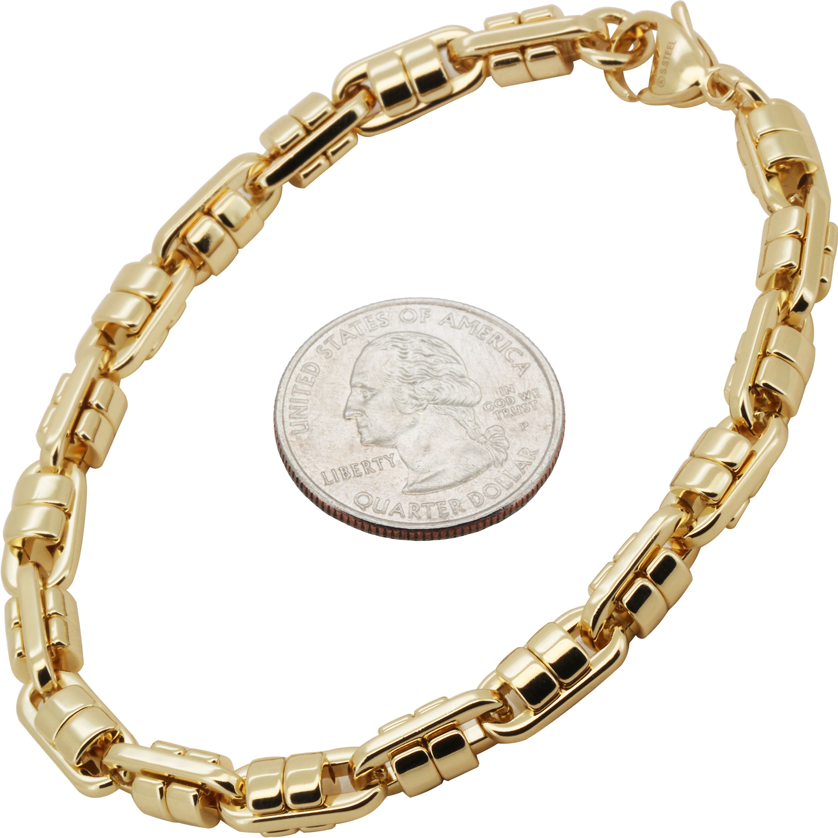Other 316L SS 14k Gold Plated 6mm Barrel Link Bracelet 8.5" Size ONE SIZE - 1 Preview