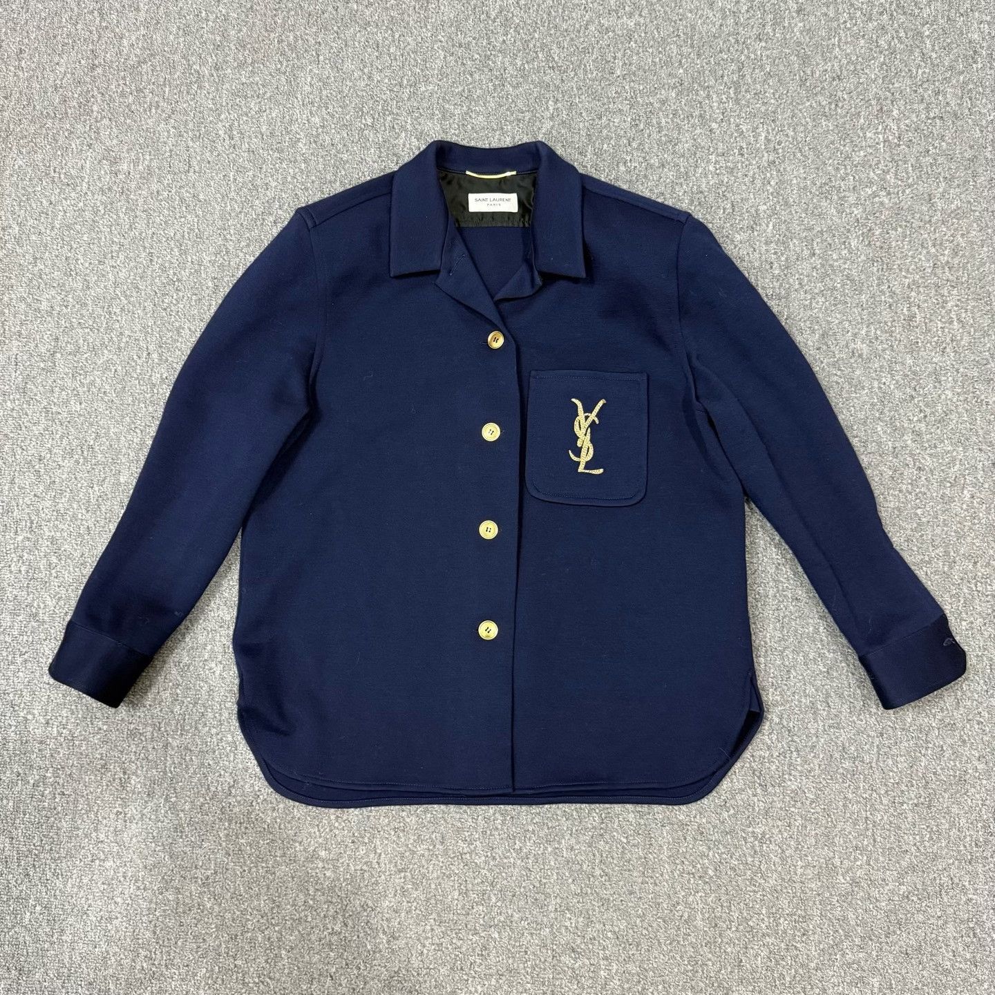 Saint Laurent Paris Saint Laurent Navy Gold Embroidery Coat Size US XXS / EU 40 - 1 Thumbnail