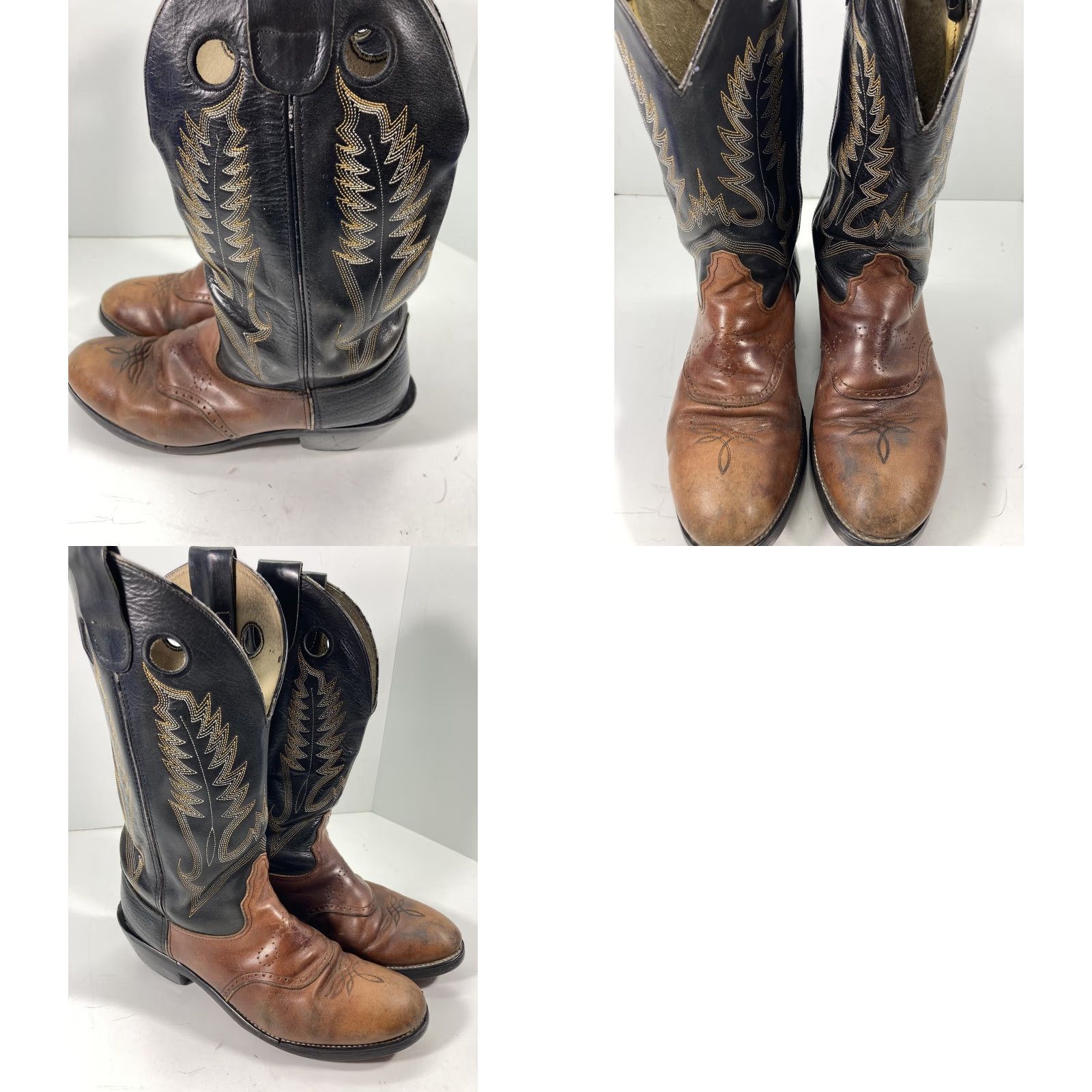 Durango Durango Buckaroo Boots Men Size 11 D Two Tone Leather Western Style SW6405 14 In Brown Cowboy Western Leather Boots Mens Size US 11 / EU 44 - 11 Thumbnail