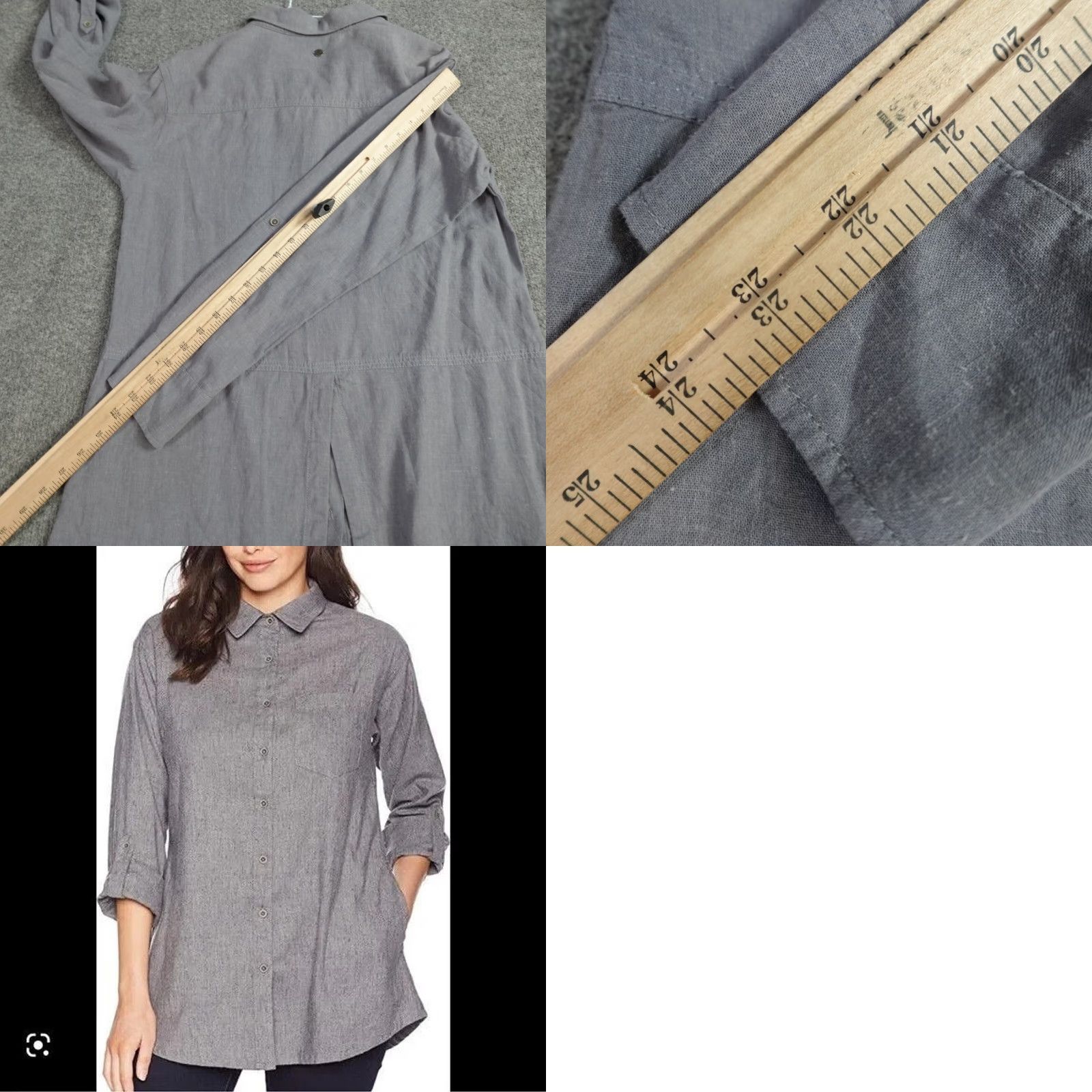 Prana prAna Aster Womens Button-Up Shirt M Gray Solid Hemp Size M / US 6-8 / IT 42-44 - 8 Thumbnail